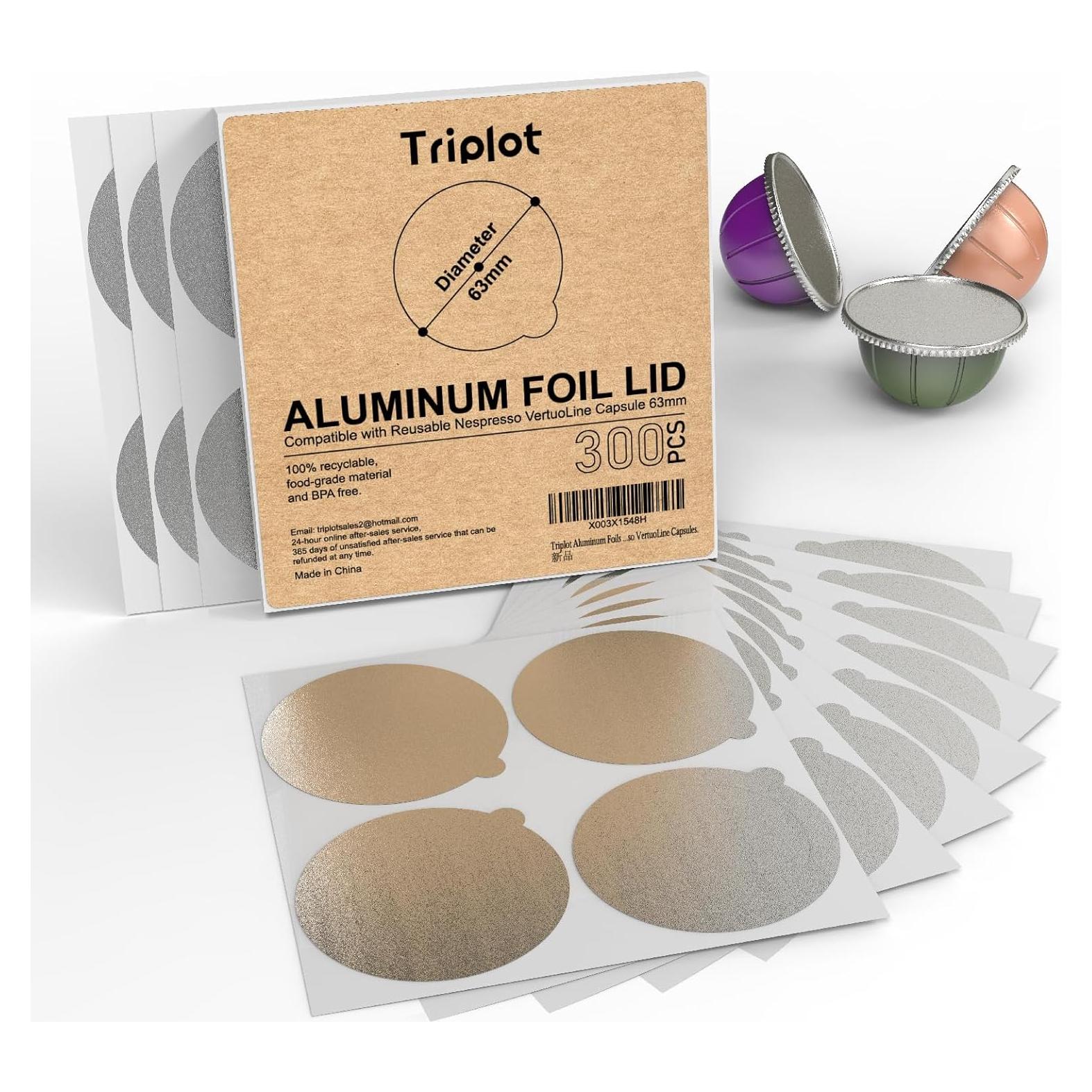 Tapas de papel de aluminio Triplot 300pcs para Nespresso VertuoLine