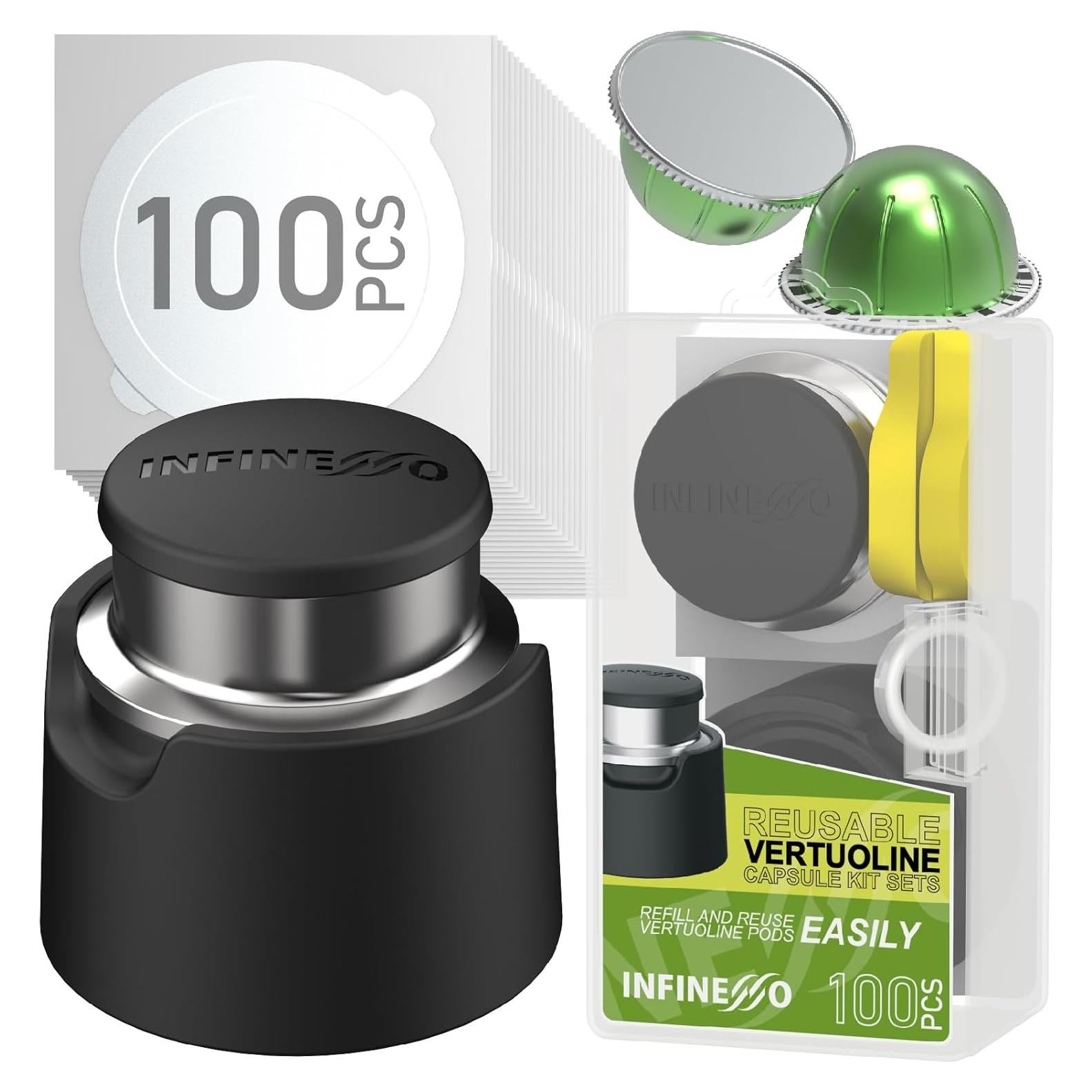 Kit de Recarga de Cápsulas Reutilizables Nespresso VertuoLine 104 Piezas