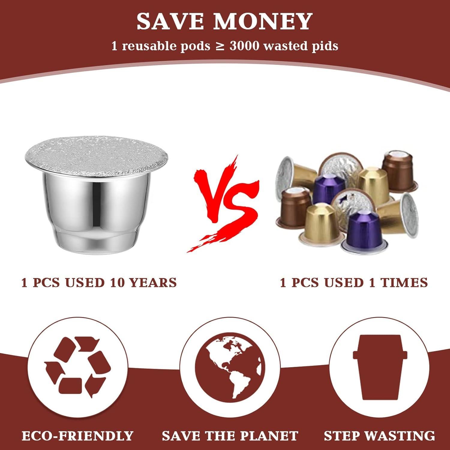 Cápsulas de Espresso Reutilizables Tanlade 2 Piezas Acero Inoxidable