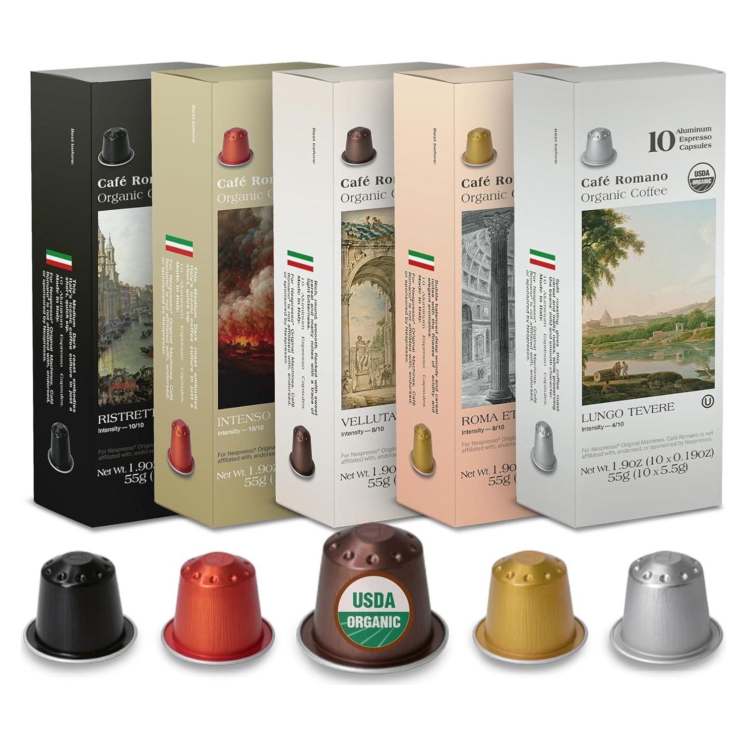 Cápsulas de Espresso Café Romano Orgánico 100 Unidades Nespresso