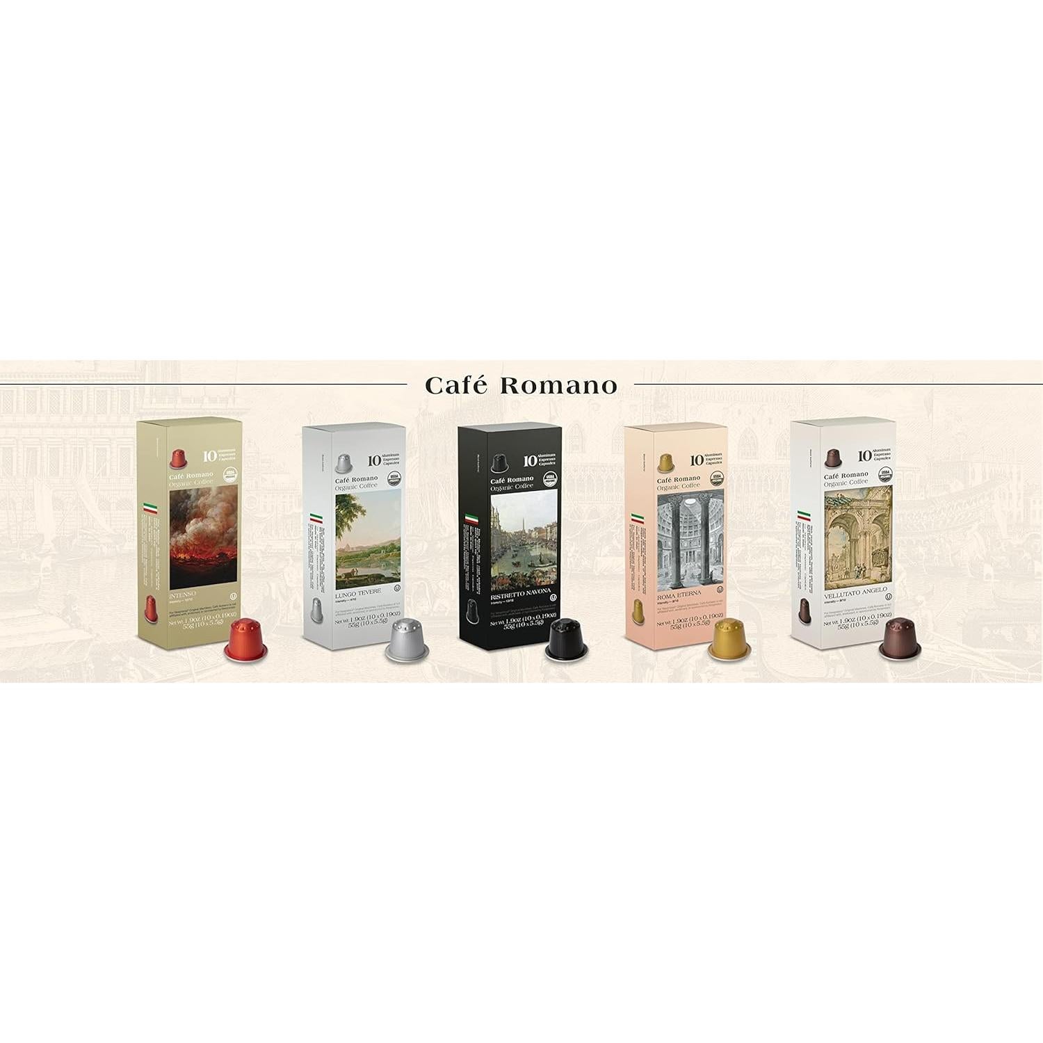 Cápsulas de Espresso Café Romano Orgánico 100 Unidades Nespresso