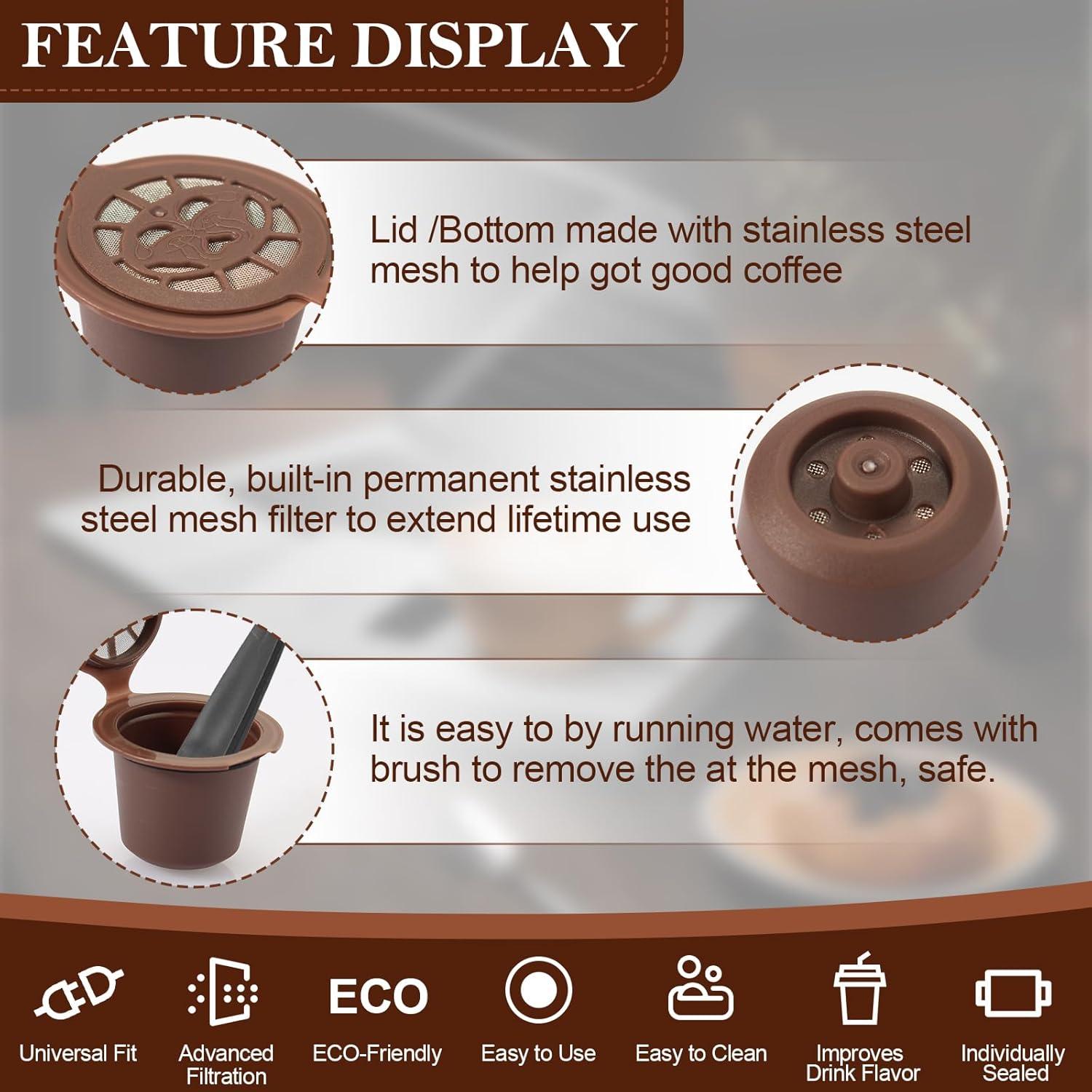 Cápsulas de café reutilizables Rugam para Nespresso - Paquete de 6