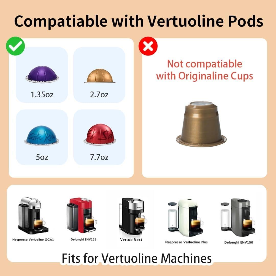 Kit de Cápsulas Reutilizables Nespresso Vertuo con 100 Tapas