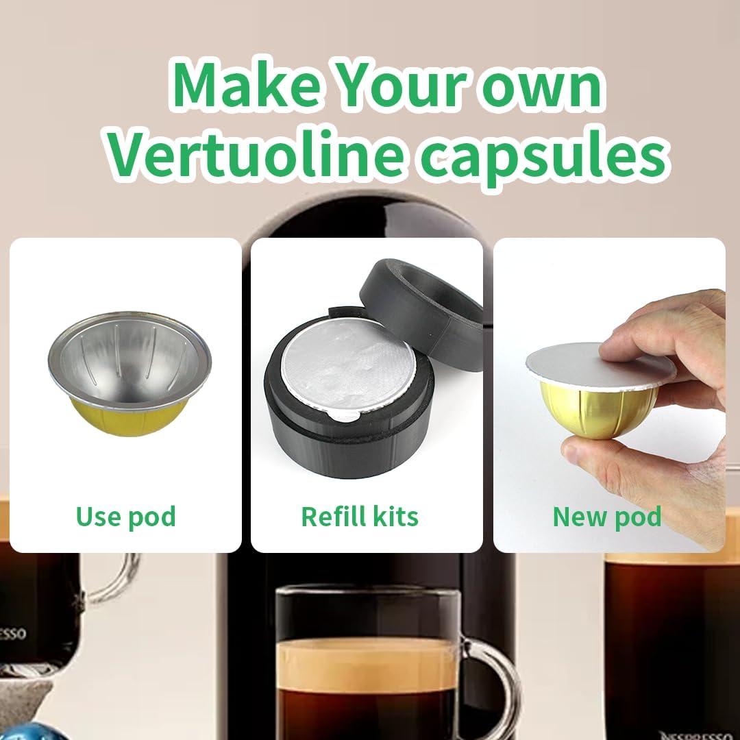 Kit de Cápsulas Reutilizables Nespresso Vertuo con 100 Tapas