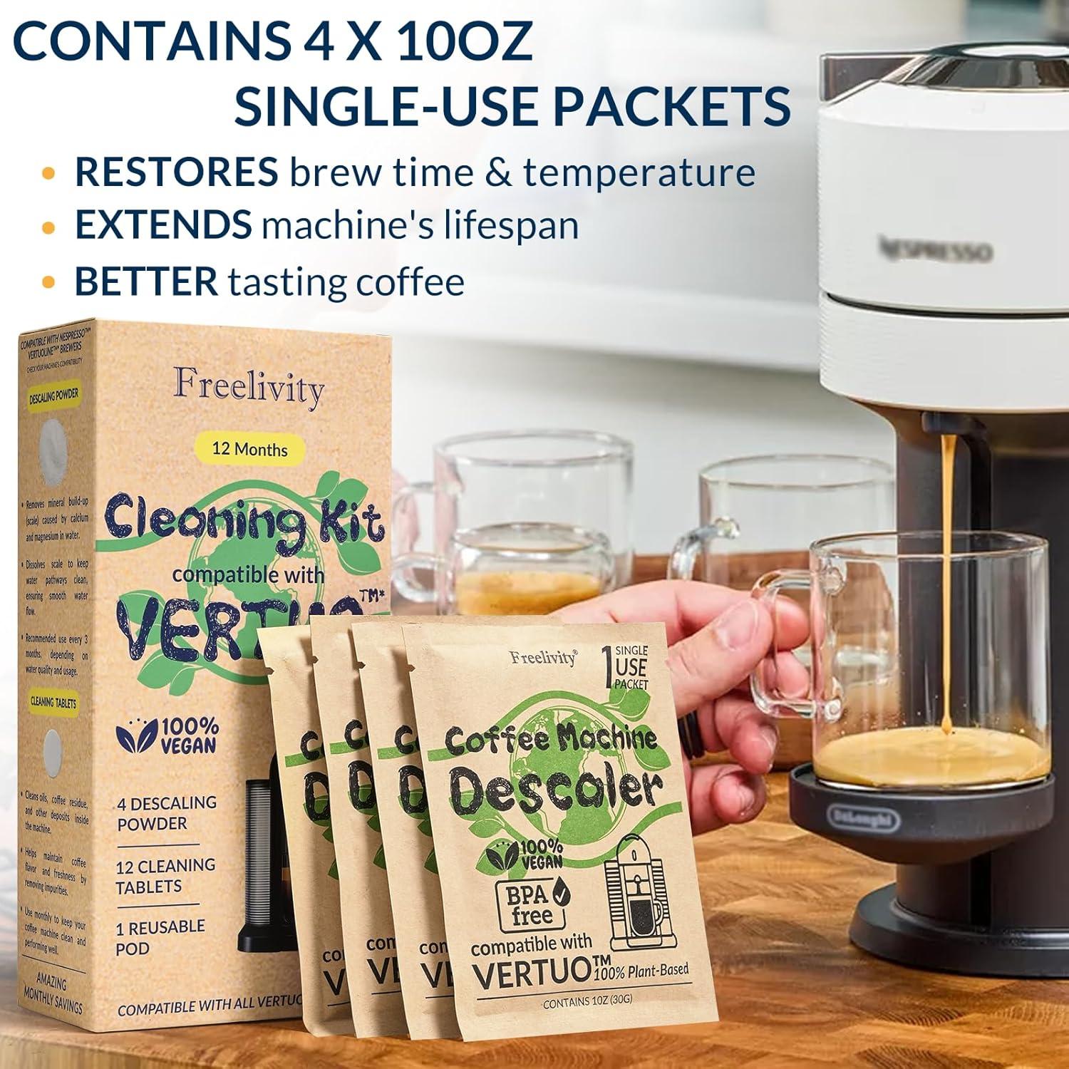 Kit de limpieza y descalcificación Freelivity para Nespresso Vertuo - Suministro 1 año