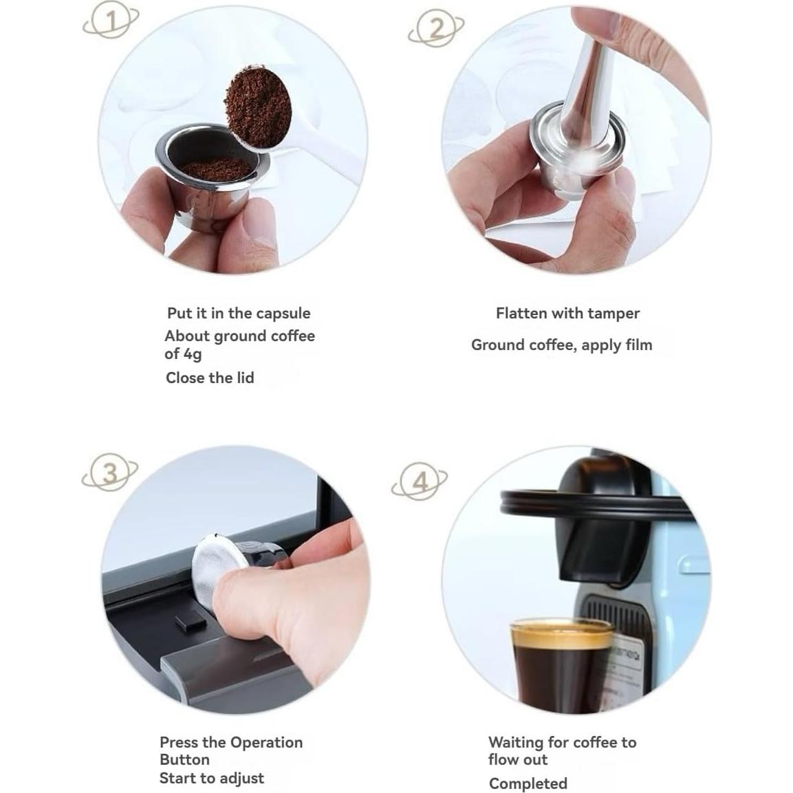 Tazas K reutilizables MANHONGYU + 100 tapas de aluminio