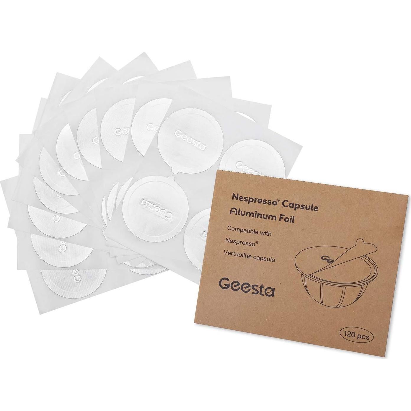 Sellos de Aluminio Reutilizables Geesta para Nespresso Vertuoline - 120 Pcs