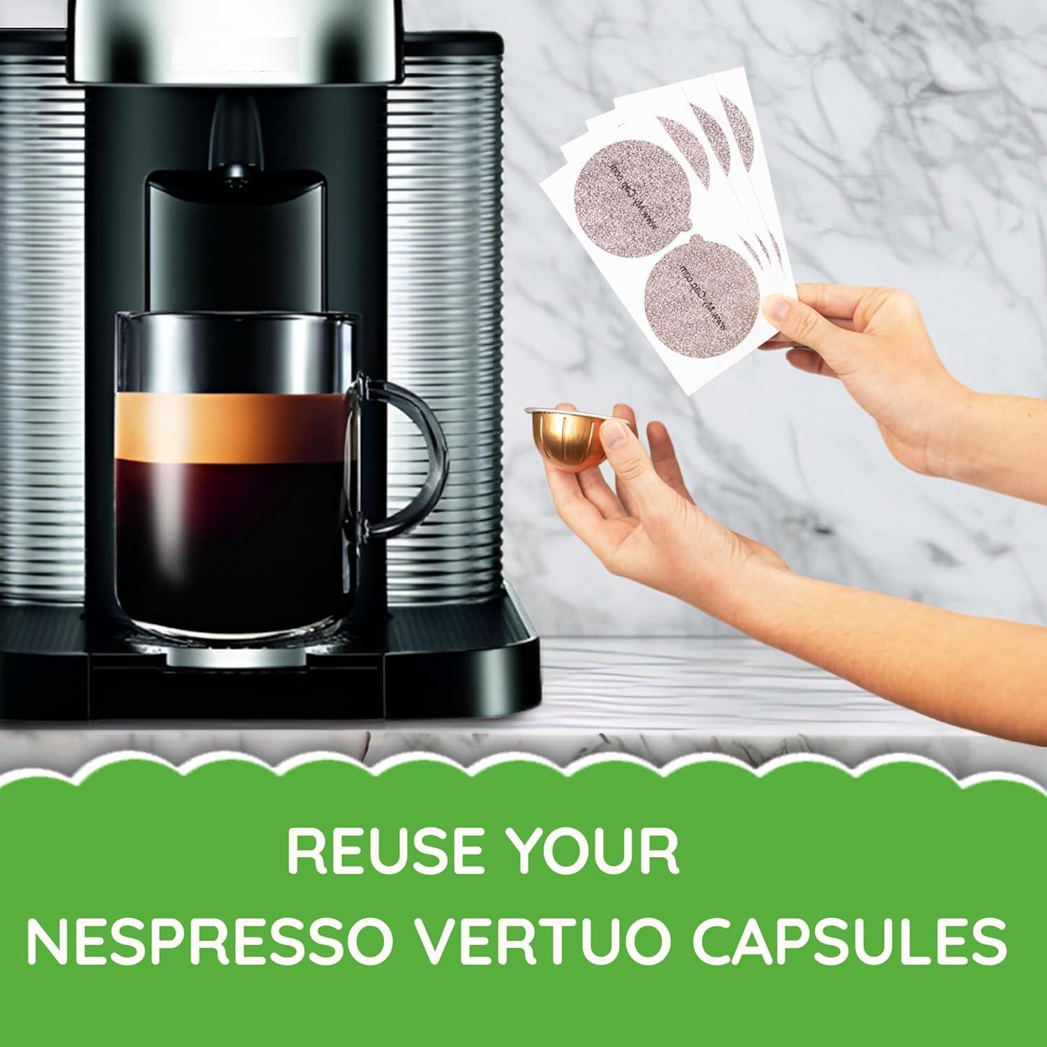 Sellos de Aluminio My-Cap para Cápsulas Nespresso Vertuo - 100 Unidades