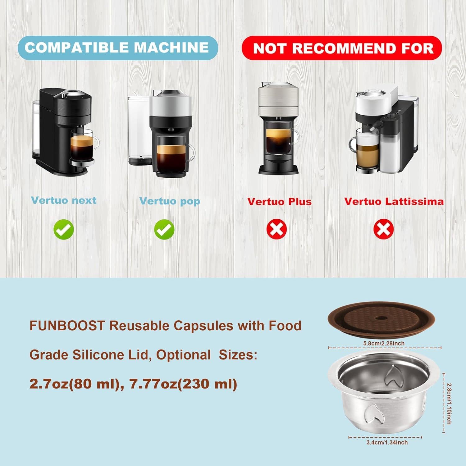 Cápsulas de Café Reutilizables FUNBOOST para Vertu pop y next