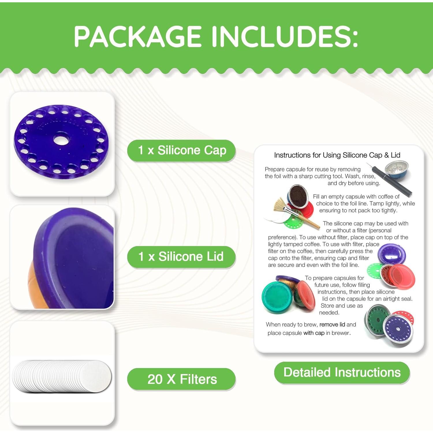 Juego de tapas reutilizables My-Cap para cápsulas Nespresso Vertuo