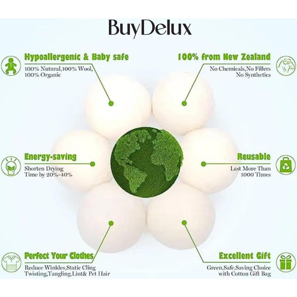 Bolas de Secado de Lana BuyDelux - 6 Paquete XL 7cm Ecológicas