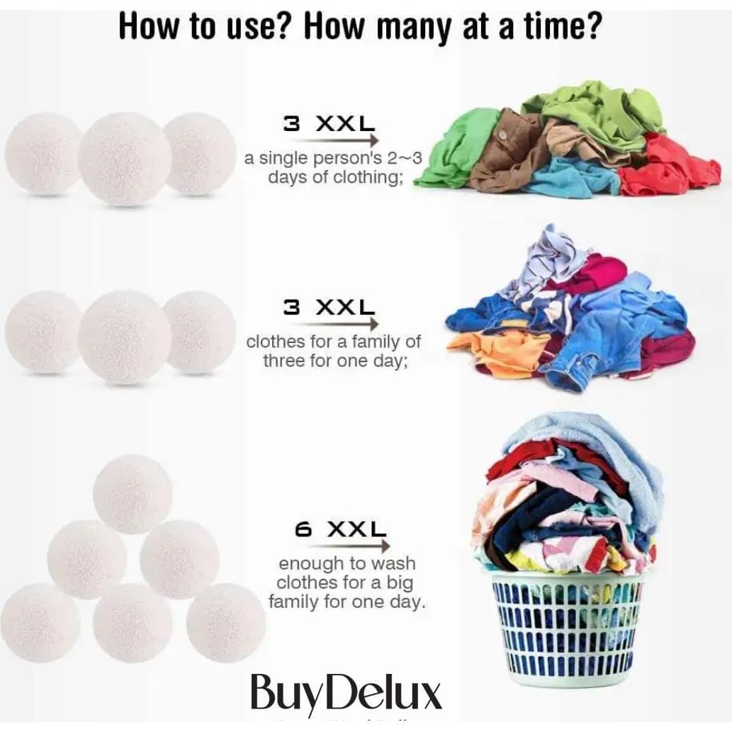 Bolas de Secado de Lana BuyDelux - 6 Paquete XL 7cm Ecológicas