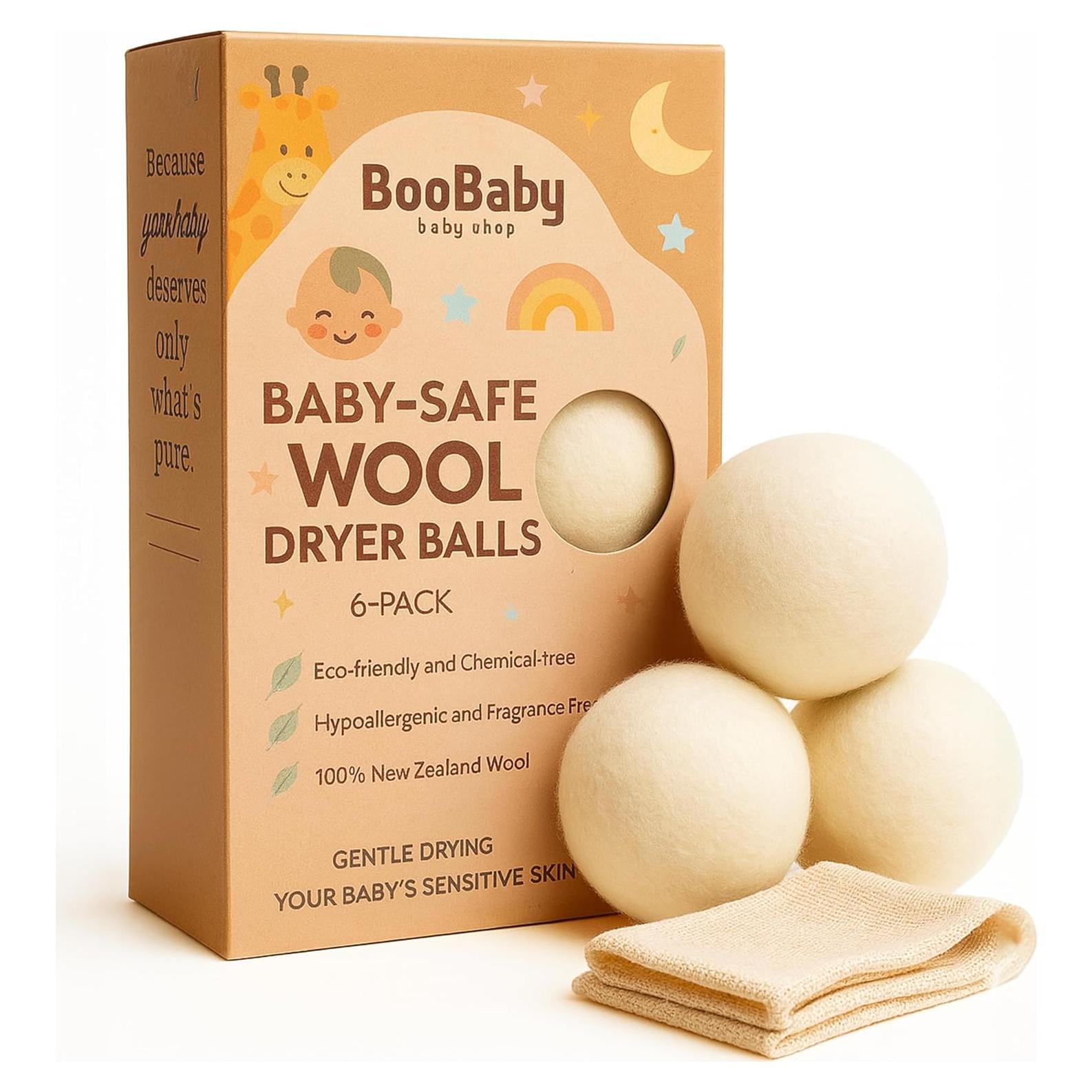 Bolas de Secado de Lana Boobaby - Paquete XL de 6 - Hipoalergénicas