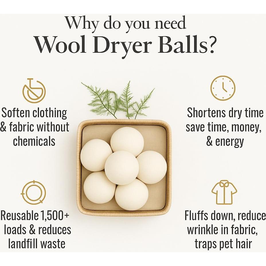 Bolas de Secado de Lana Boobaby - Paquete XL de 6 - Hipoalergénicas