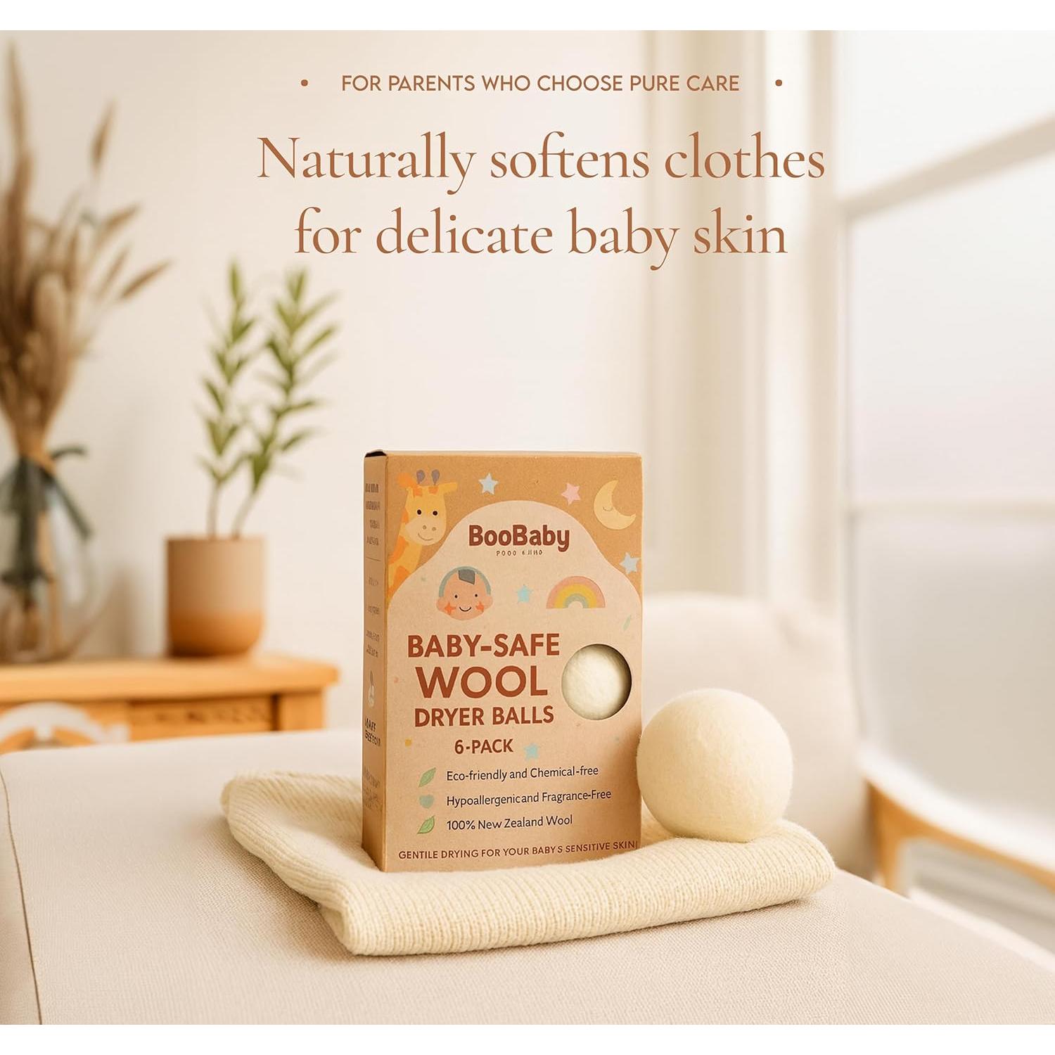 Bolas de Secado de Lana Boobaby - Paquete XL de 6 - Hipoalergénicas