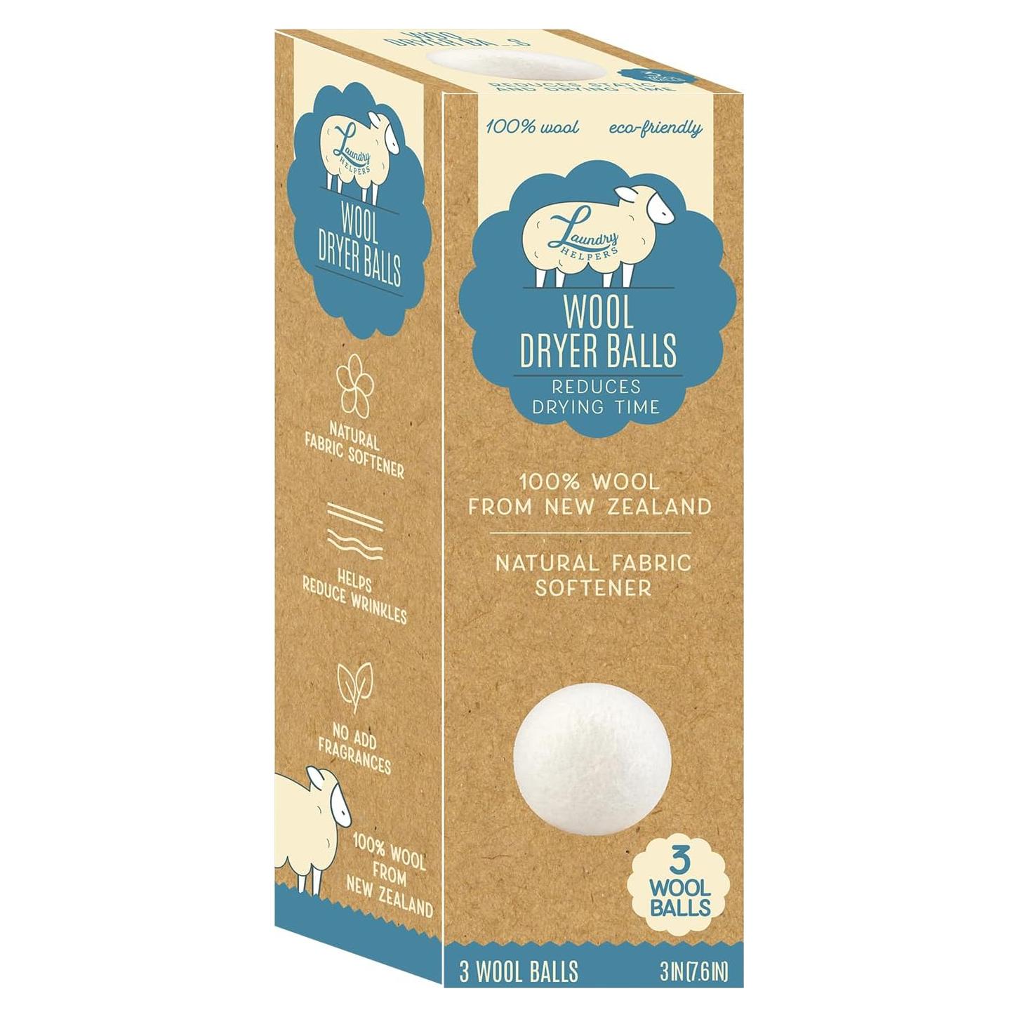 Bolas de Secadora de Lana Natural Evriholder - 3 Unidades