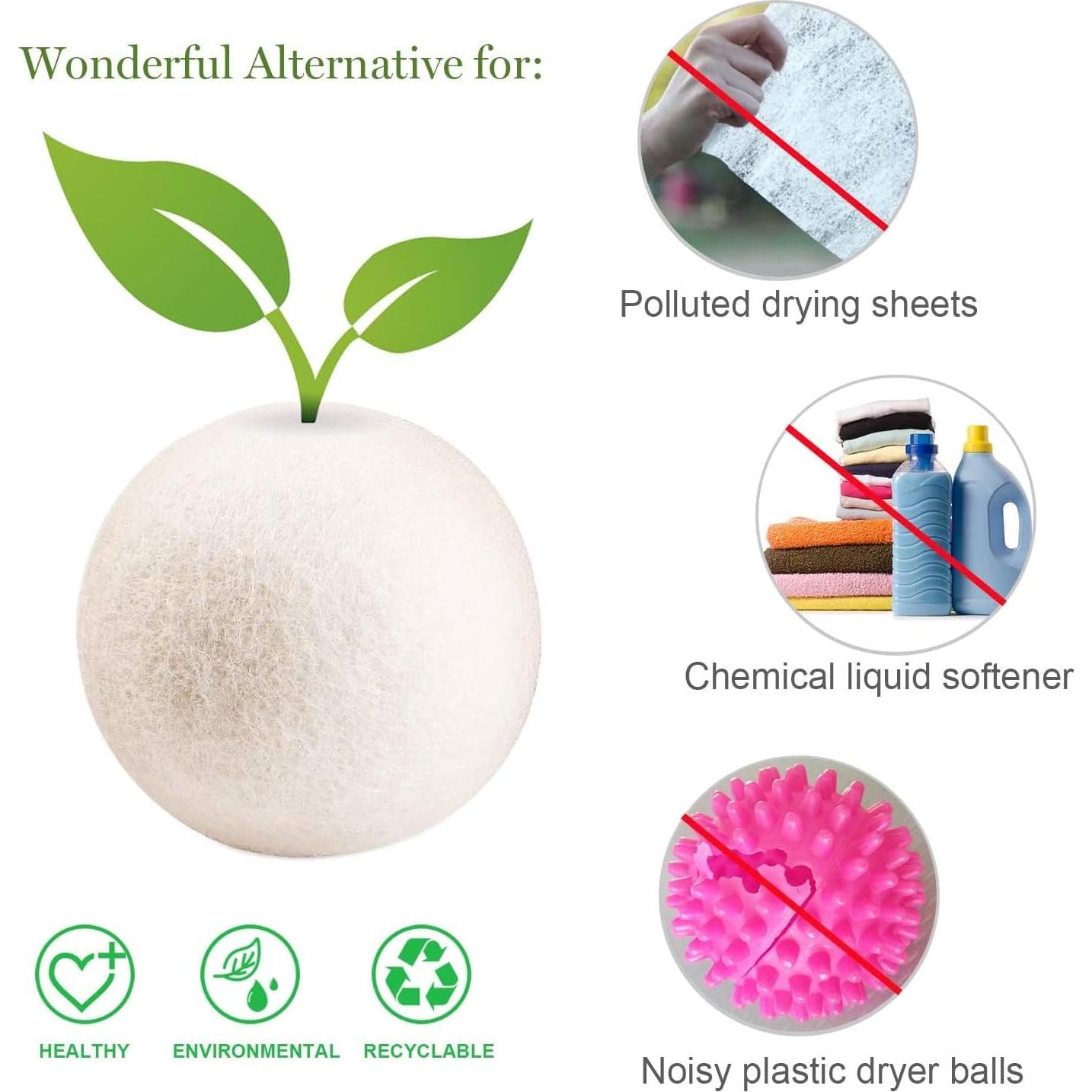 Bolas de Secado de Lana Reutilizables Genérico - 6 Piezas 7.6-10.2 cm