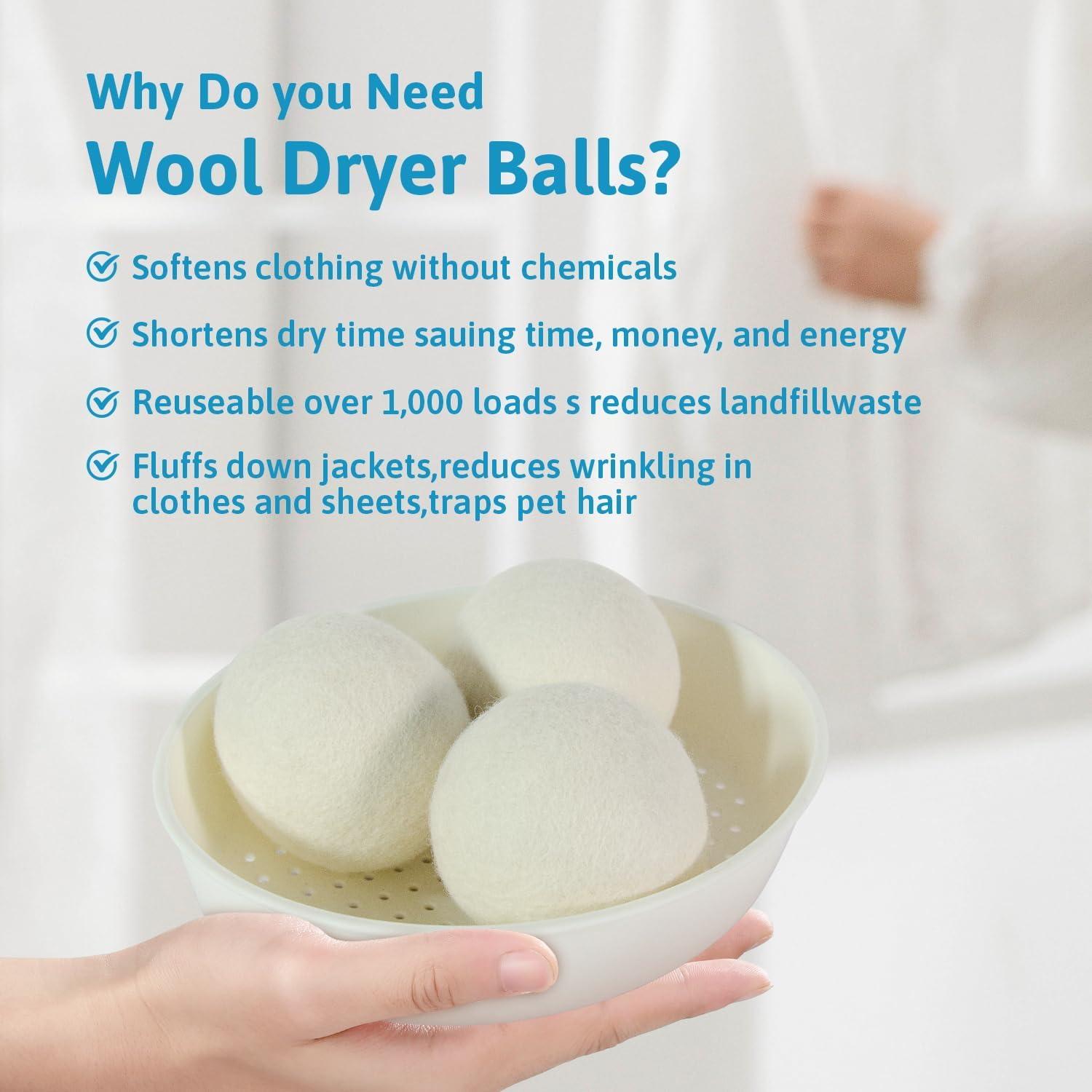 Bolas de Secadora de Lana DESKEMAI - Suavizante Natural (Paquete de 3)