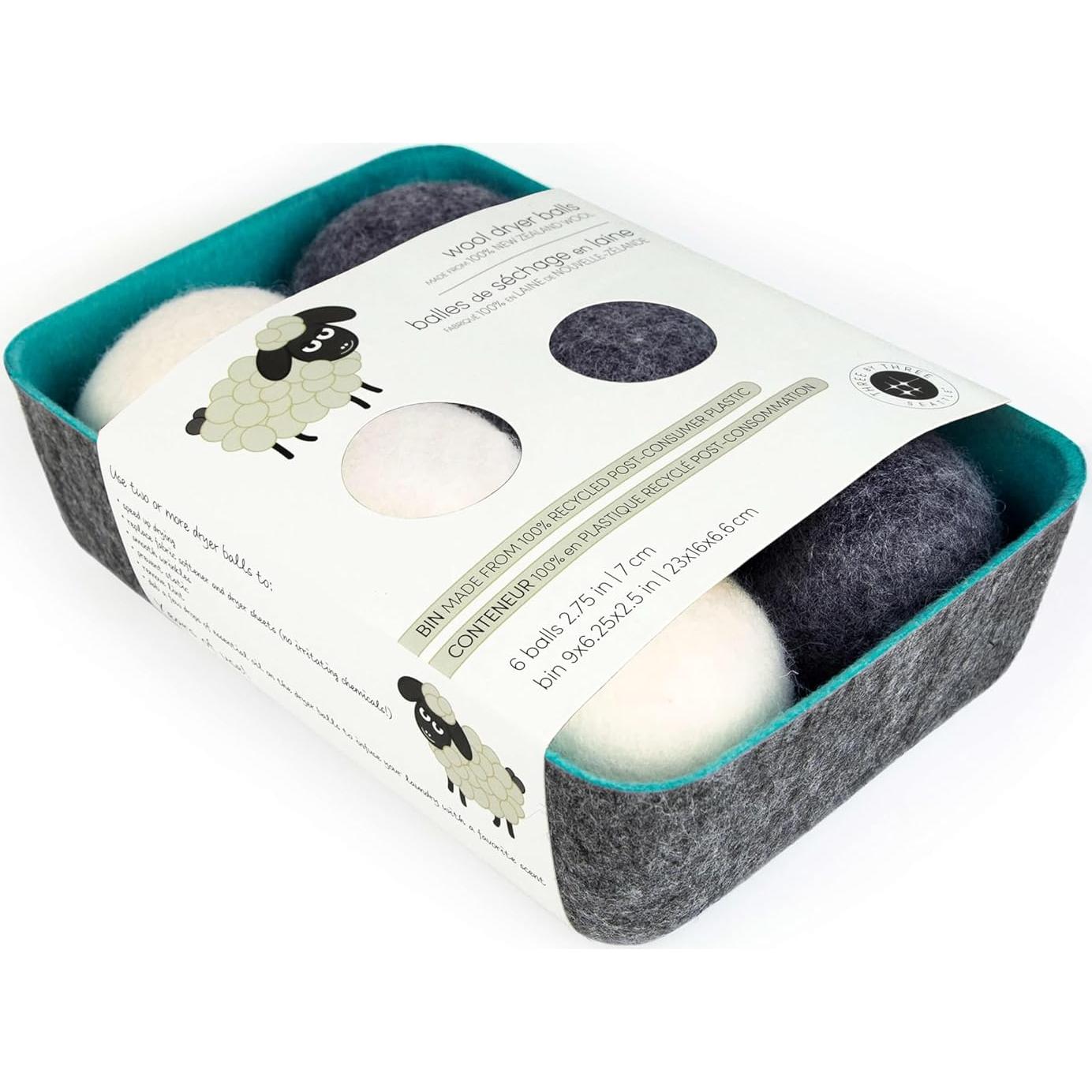 Bolas de Secadora de Lana Tres por Tres Seattle - Paquete de 6