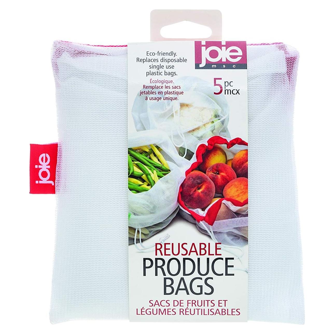 Conjunto de 5 Bolsas Reutilizables Joie de Nylon Ecológicas 14x15cm