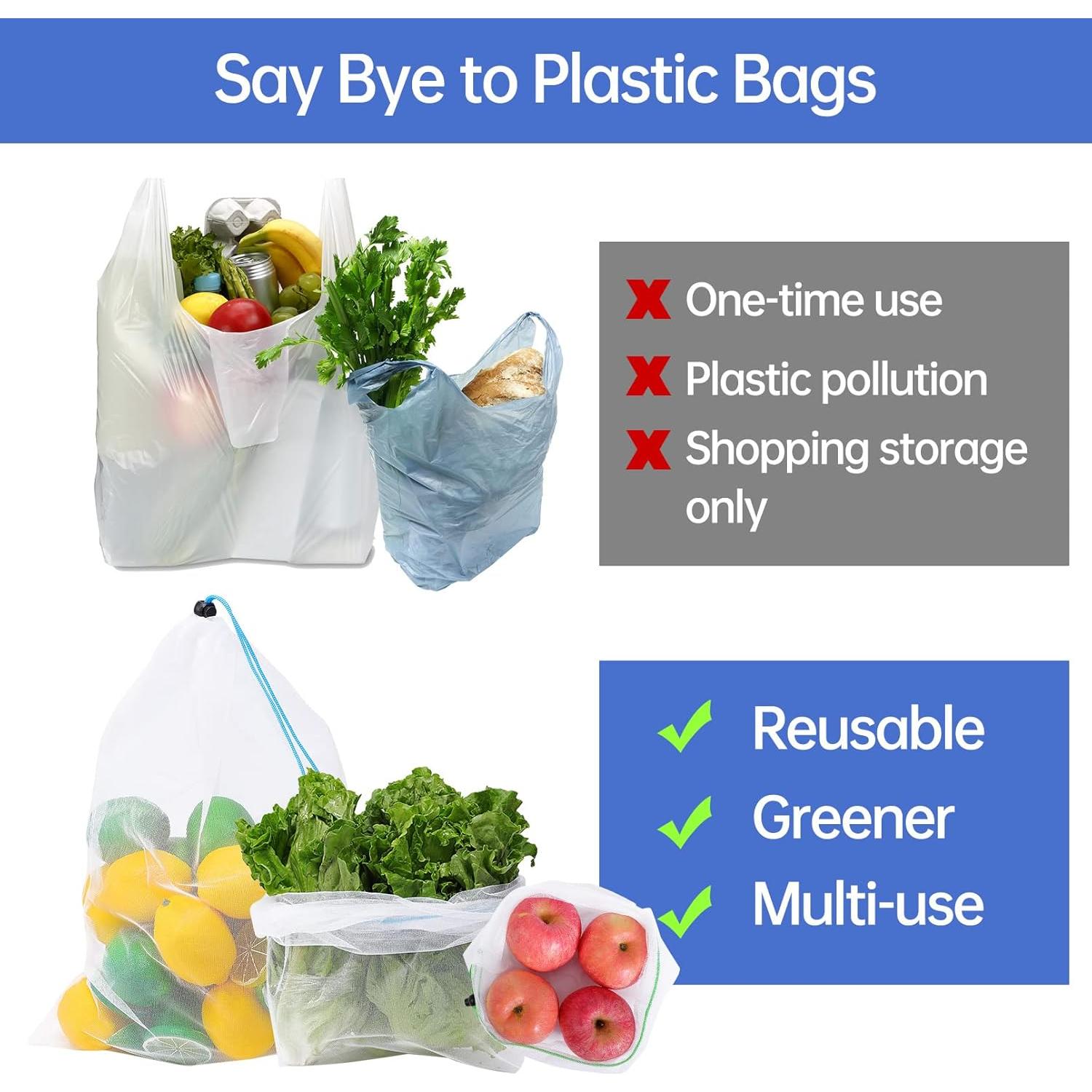 Paquete de 20 Bolsas Reutilizables de Malla para Productos