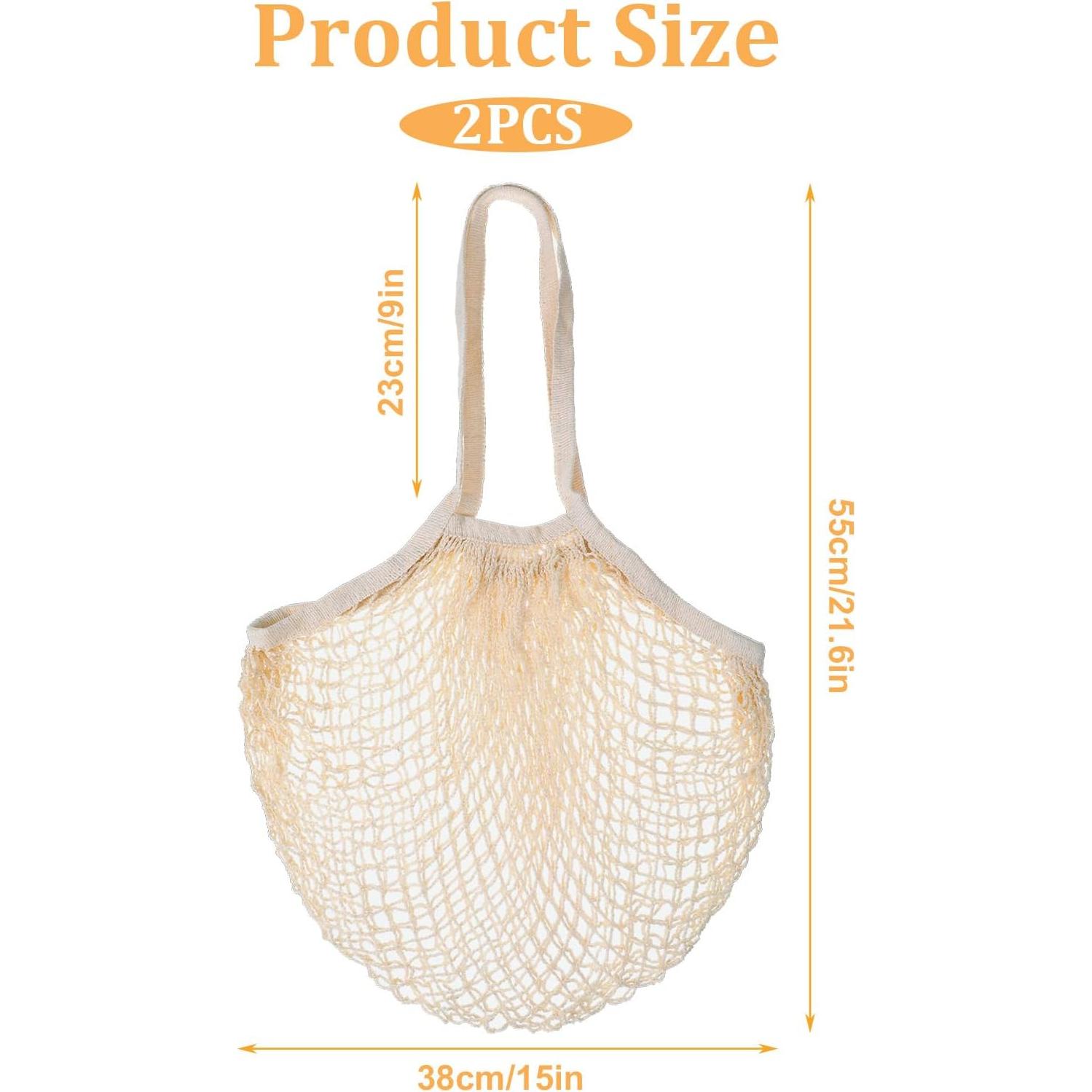 Bolsas de Compras de Malla Reutilizables Piriuuo 55x38cm Beige