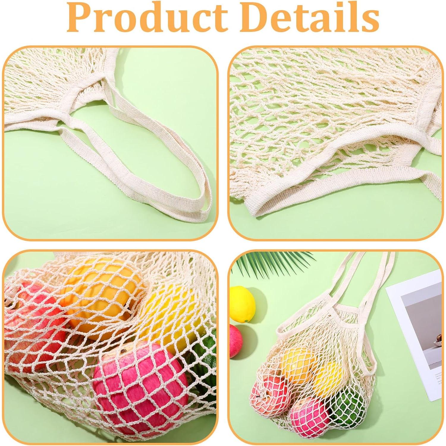 Bolsas de Compras de Malla Reutilizables Piriuuo 55x38cm Beige