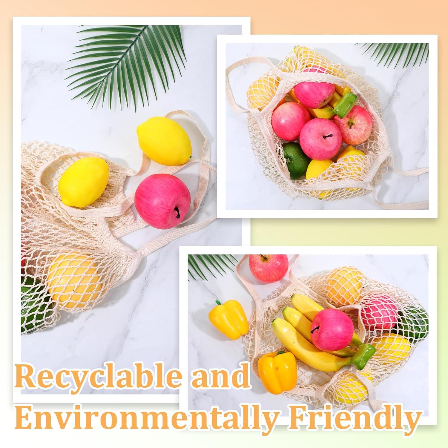 Bolsas de Compras de Malla Reutilizables Piriuuo 55x38cm Beige