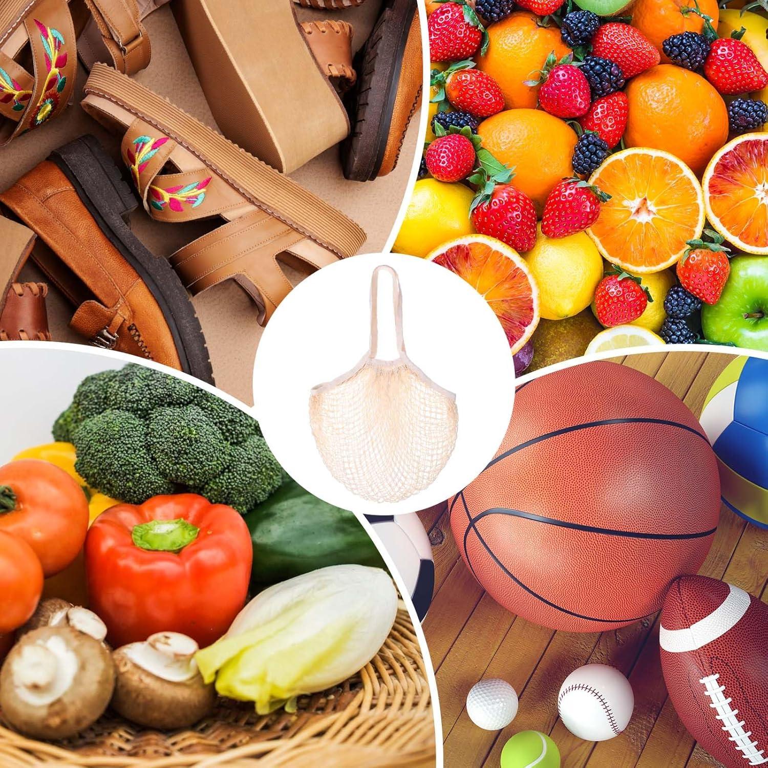 Bolsas de Compras de Malla Reutilizables Piriuuo 55x38cm Beige