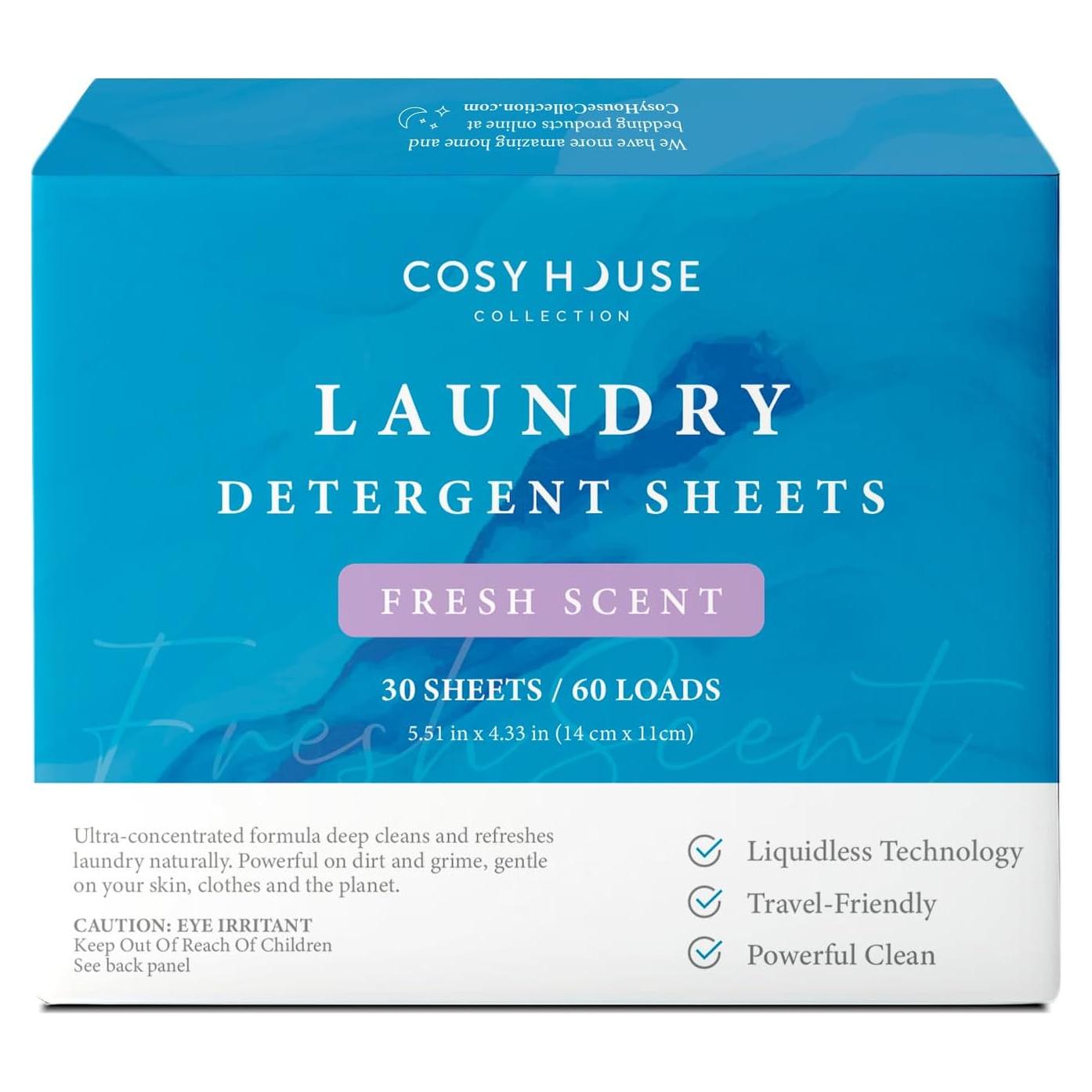 Hojas de Detergente para Ropa Cosy House - Aroma Fresco, 30 Hojas