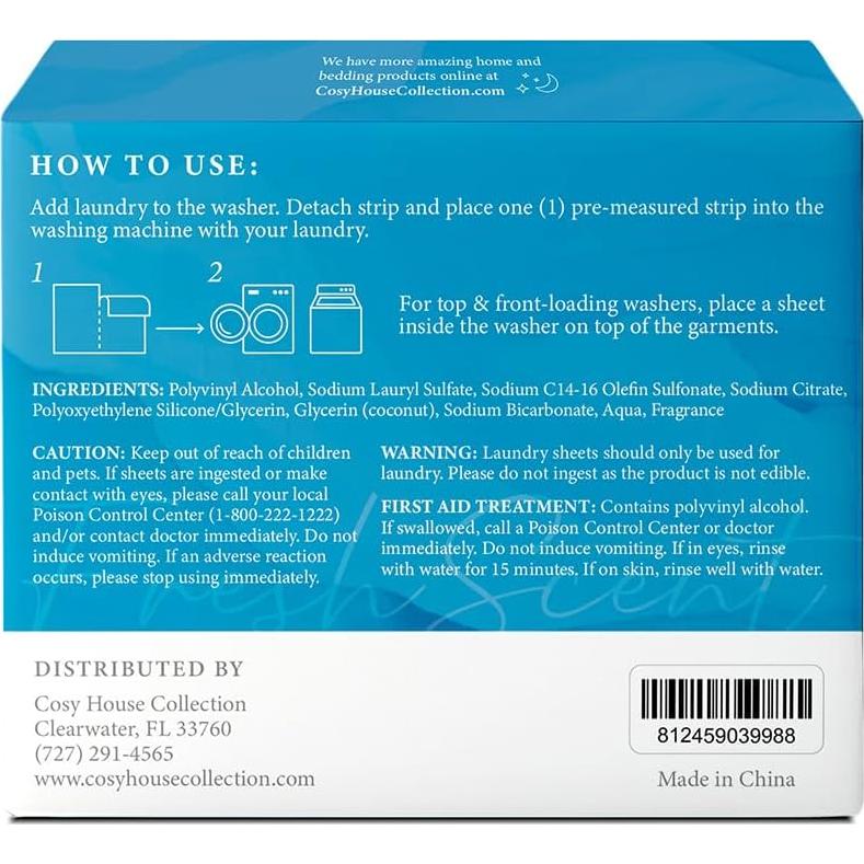 Hojas de Detergente para Ropa Cosy House - Aroma Fresco, 30 Hojas