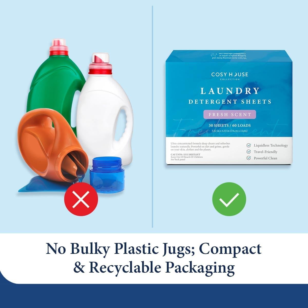 Hojas de Detergente para Ropa Cosy House - Aroma Fresco, 30 Hojas