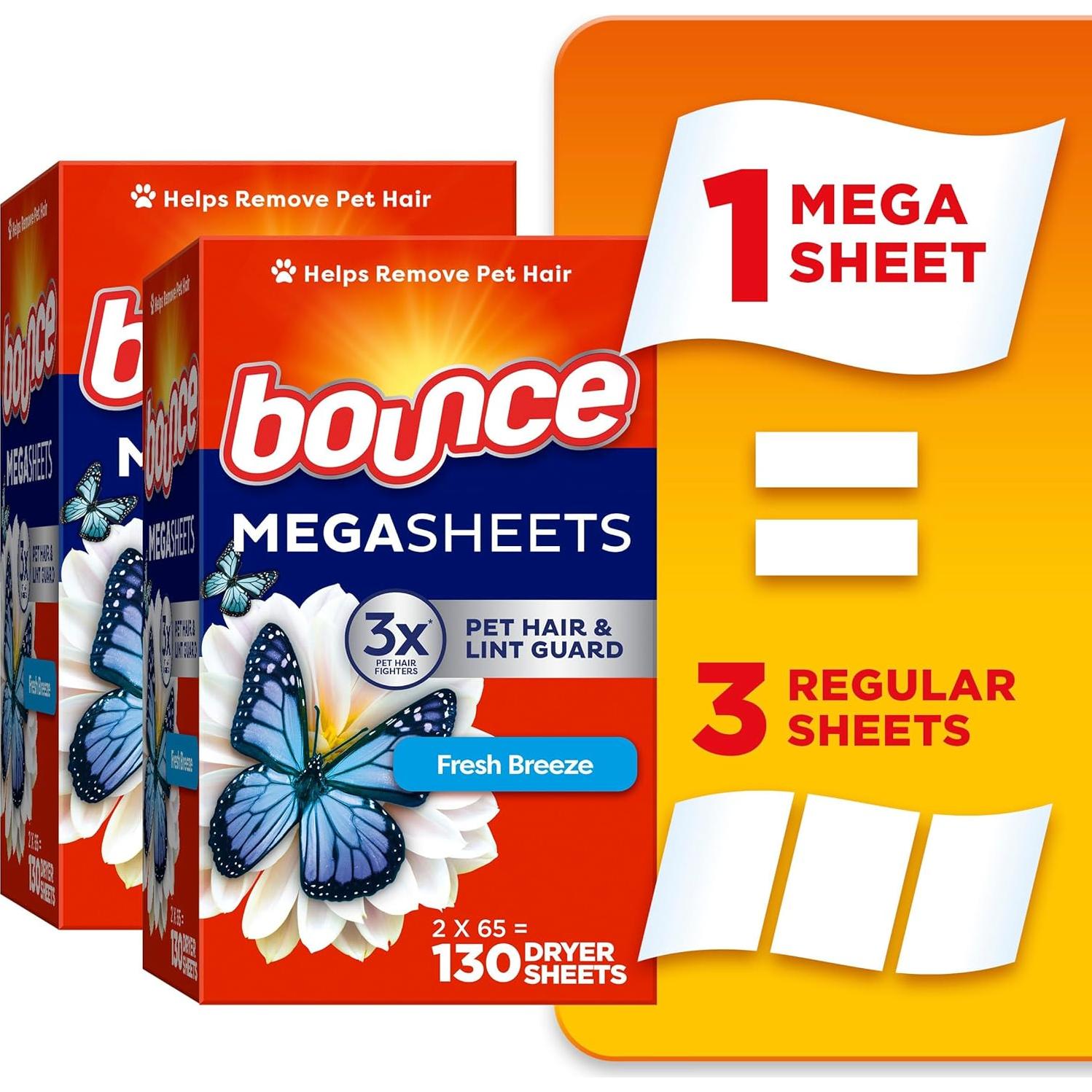 Hojas para Secadora Bounce Mega Brisa Fresca 130 Unidades