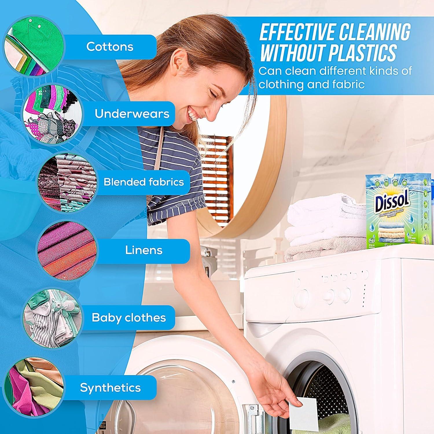 Hojas de Detergente para Ropa Dissol - 50 Hojas Hipoalergénicas