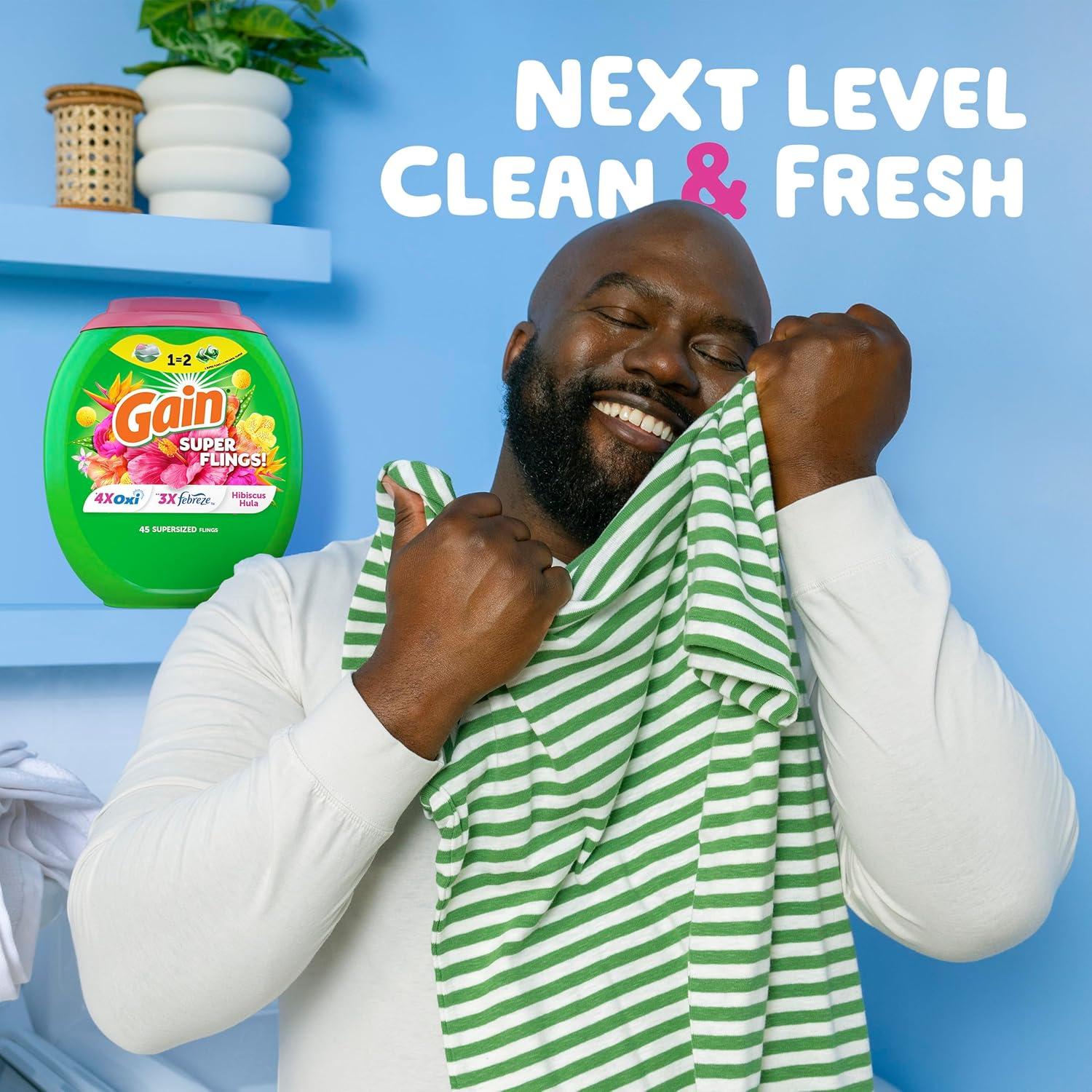 Detergente para Ropa Gain Super Flings 45 Cápsulas Hibisco Hula