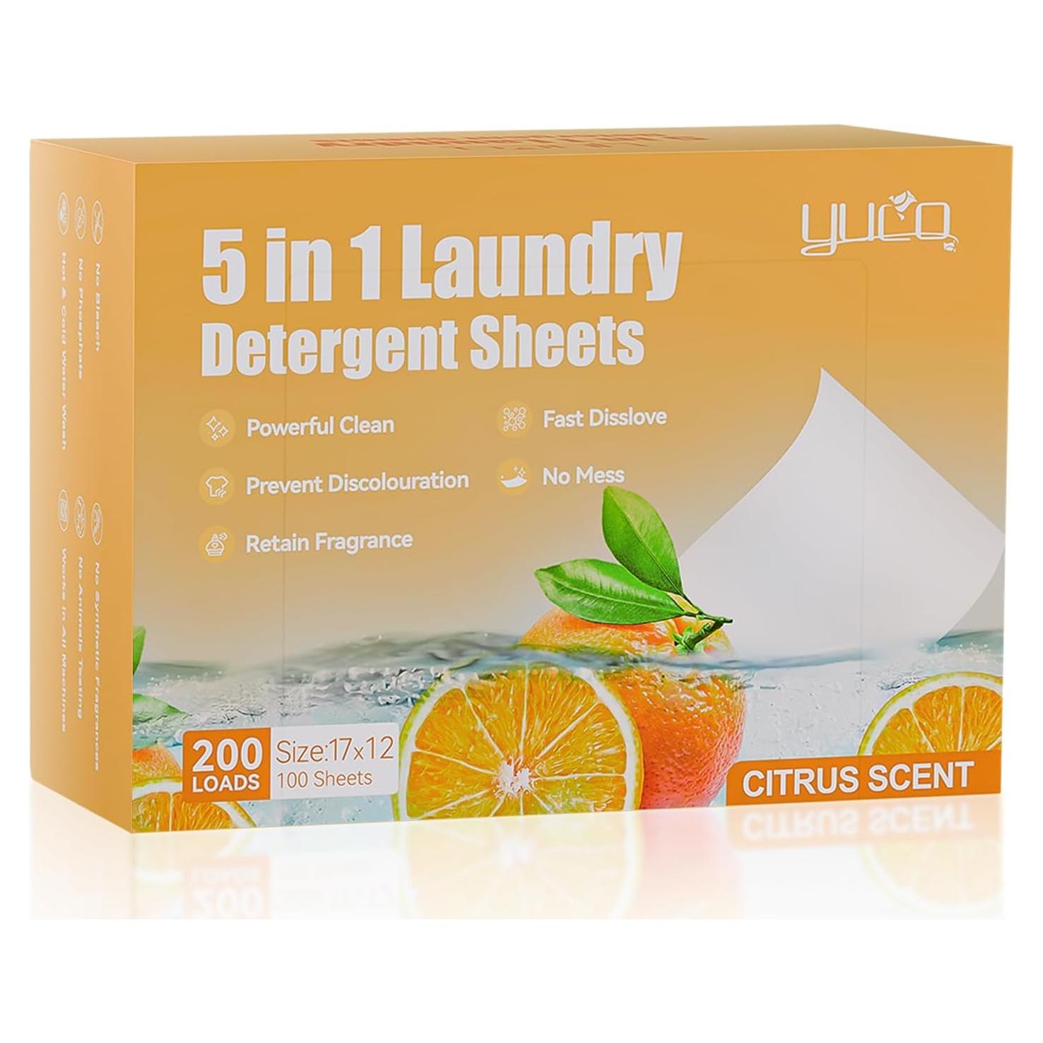 Hojas de Detergente Ecológicas YUCO 200 Cargas Aroma Cítricos