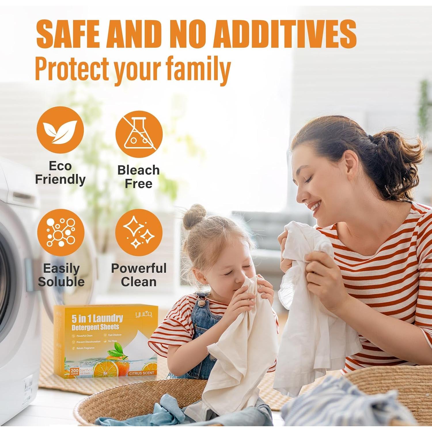 Hojas de Detergente Ecológicas YUCO 200 Cargas Aroma Cítricos