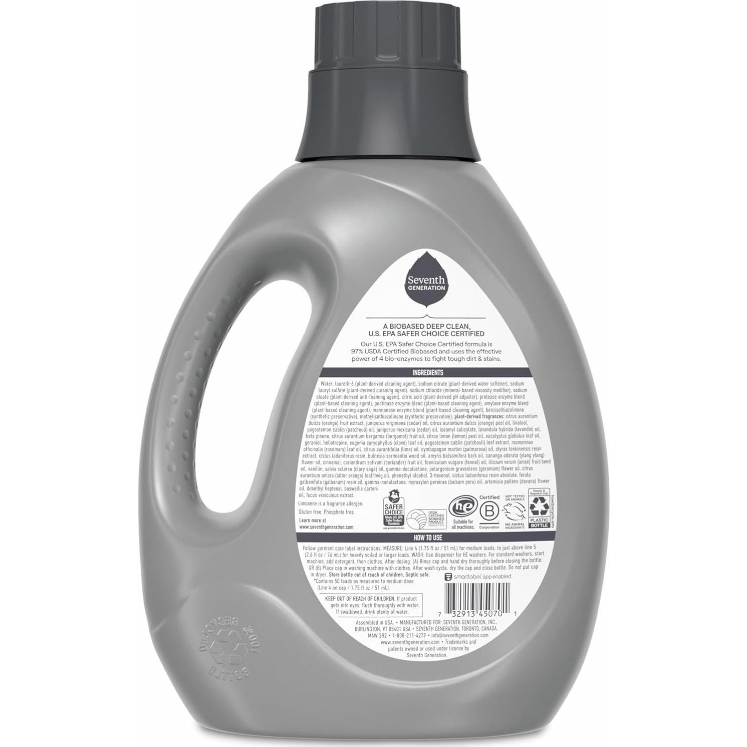 Detergente Líquido para Ropa Seventh Generation 2.59L Aroma Limpio