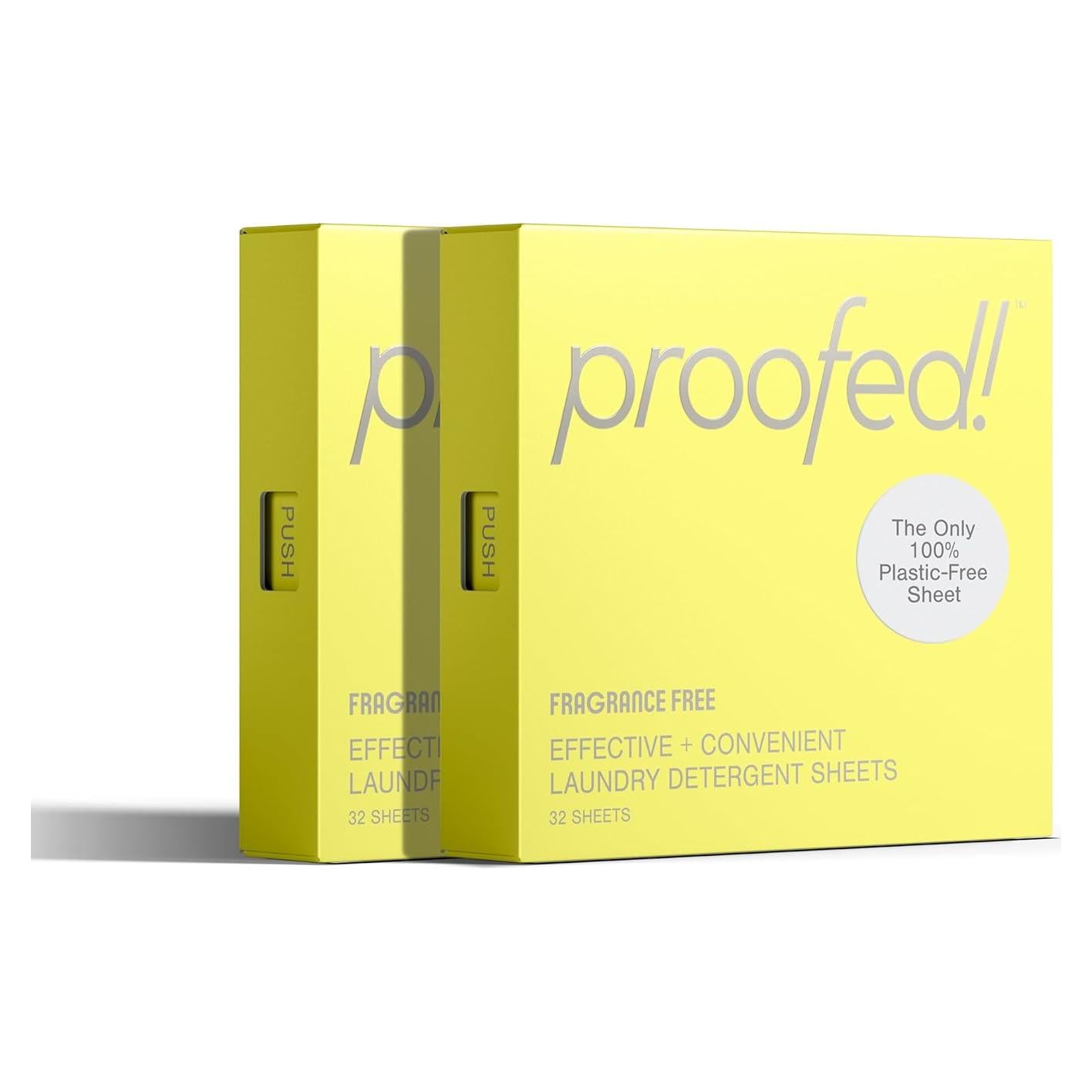 Hojas de detergente para lavandería Proofed! 64 unidades sin fragancia
