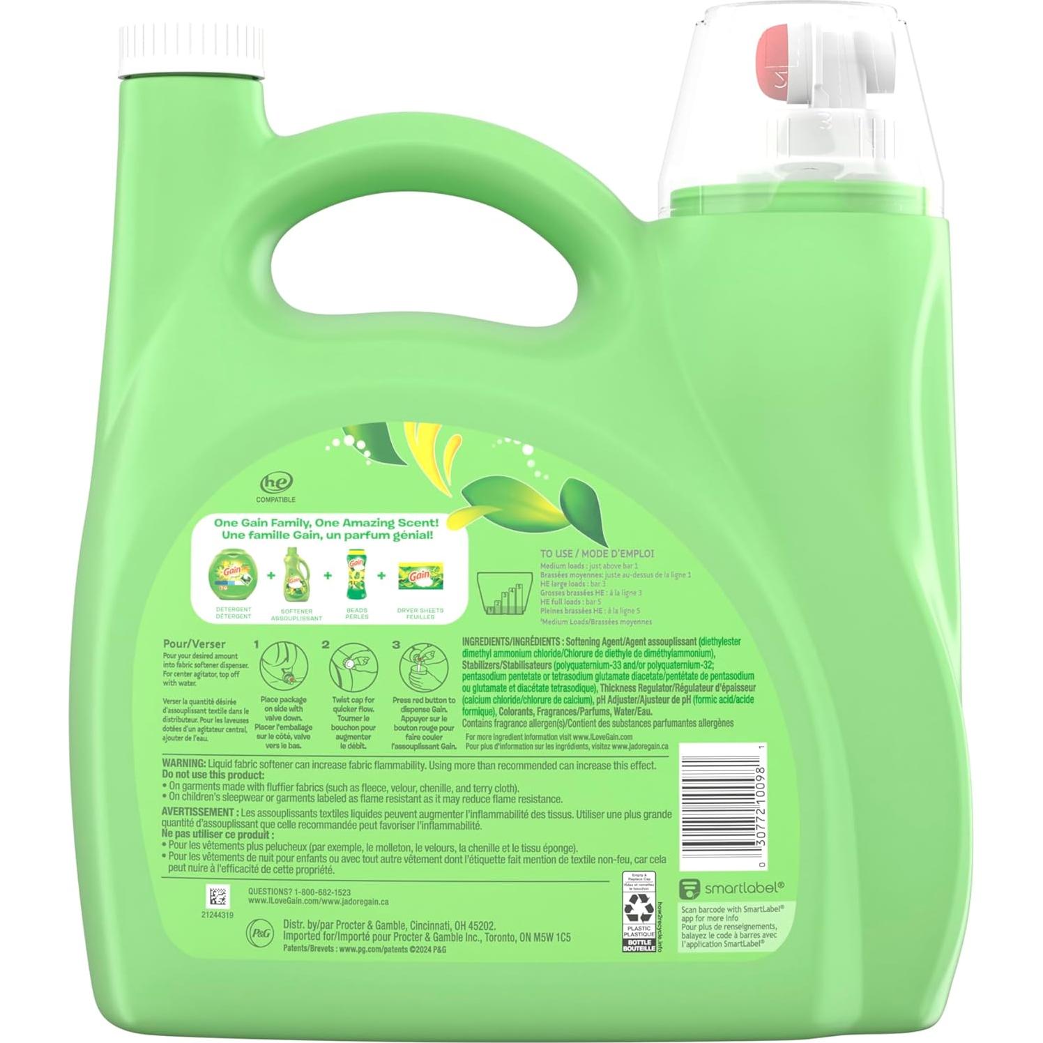 Suavizante de Tela Gain Aroma Original 4.14 L 190 Cargas HE