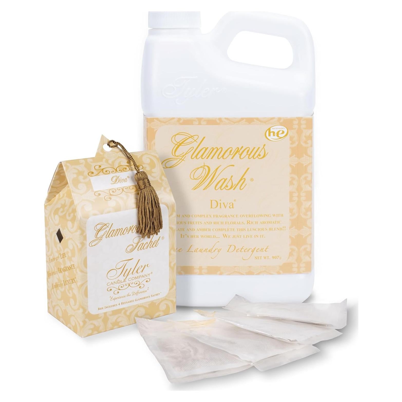 Detergente Líquido para Ropa Tyler Diva 907g con Bolsitas