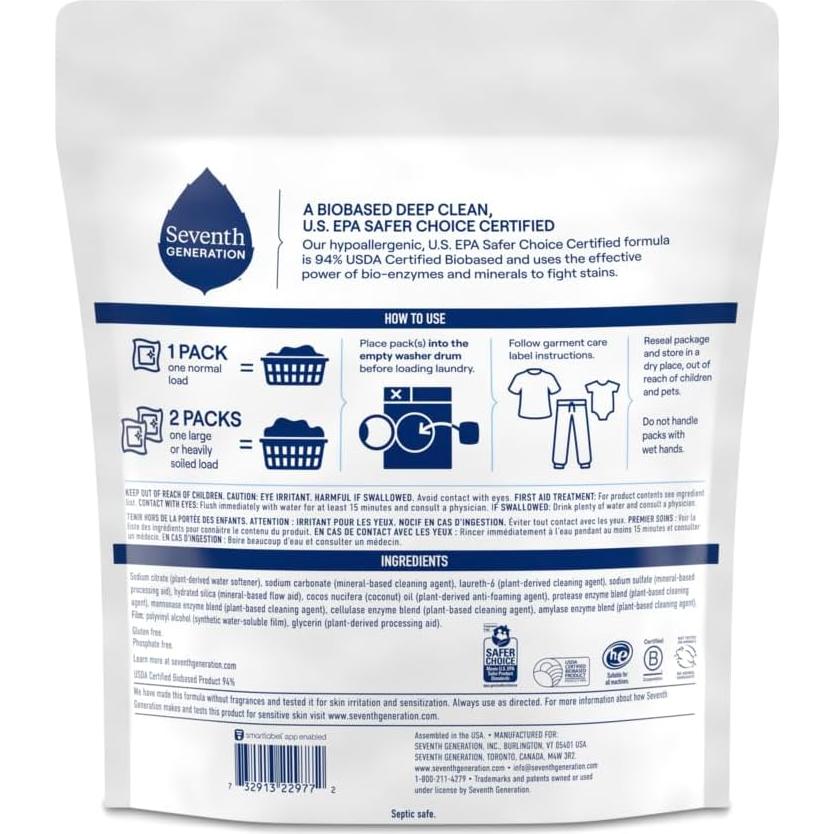 Detergente para Ropa Seventh Generation Libre y Claro 90 Lavados