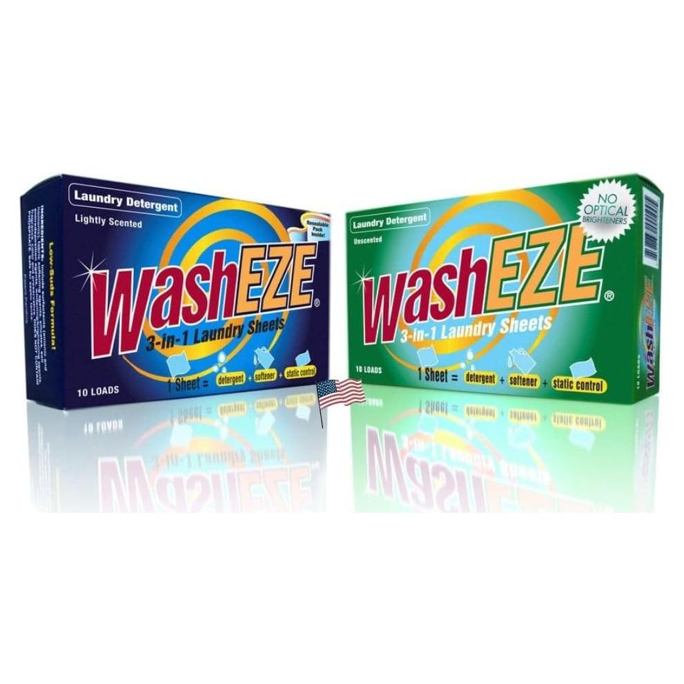 Hojas de Lavandería WashEZE 10 Ct - Detergente 3 en 1