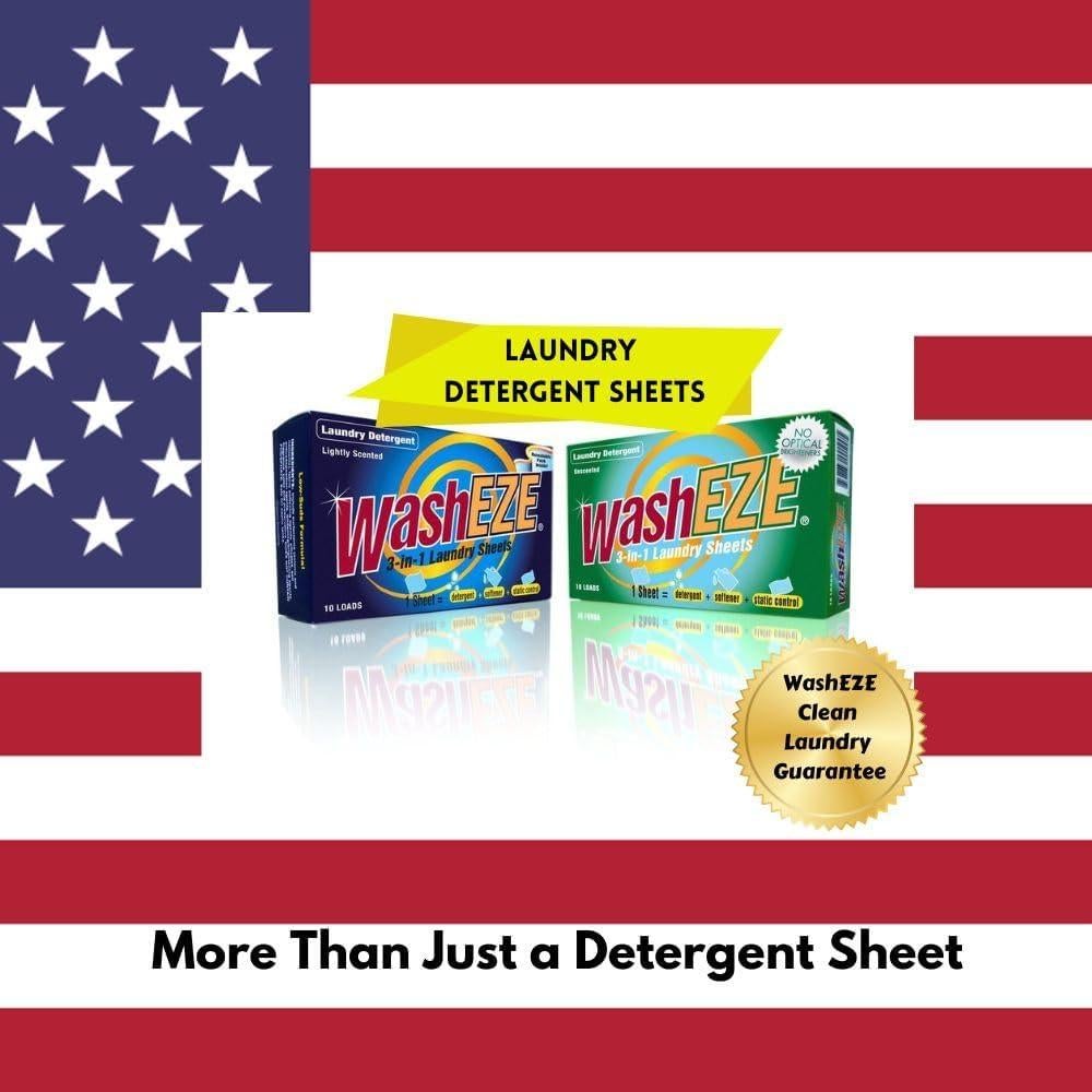 Hojas de Lavandería WashEZE 10 Ct - Detergente 3 en 1