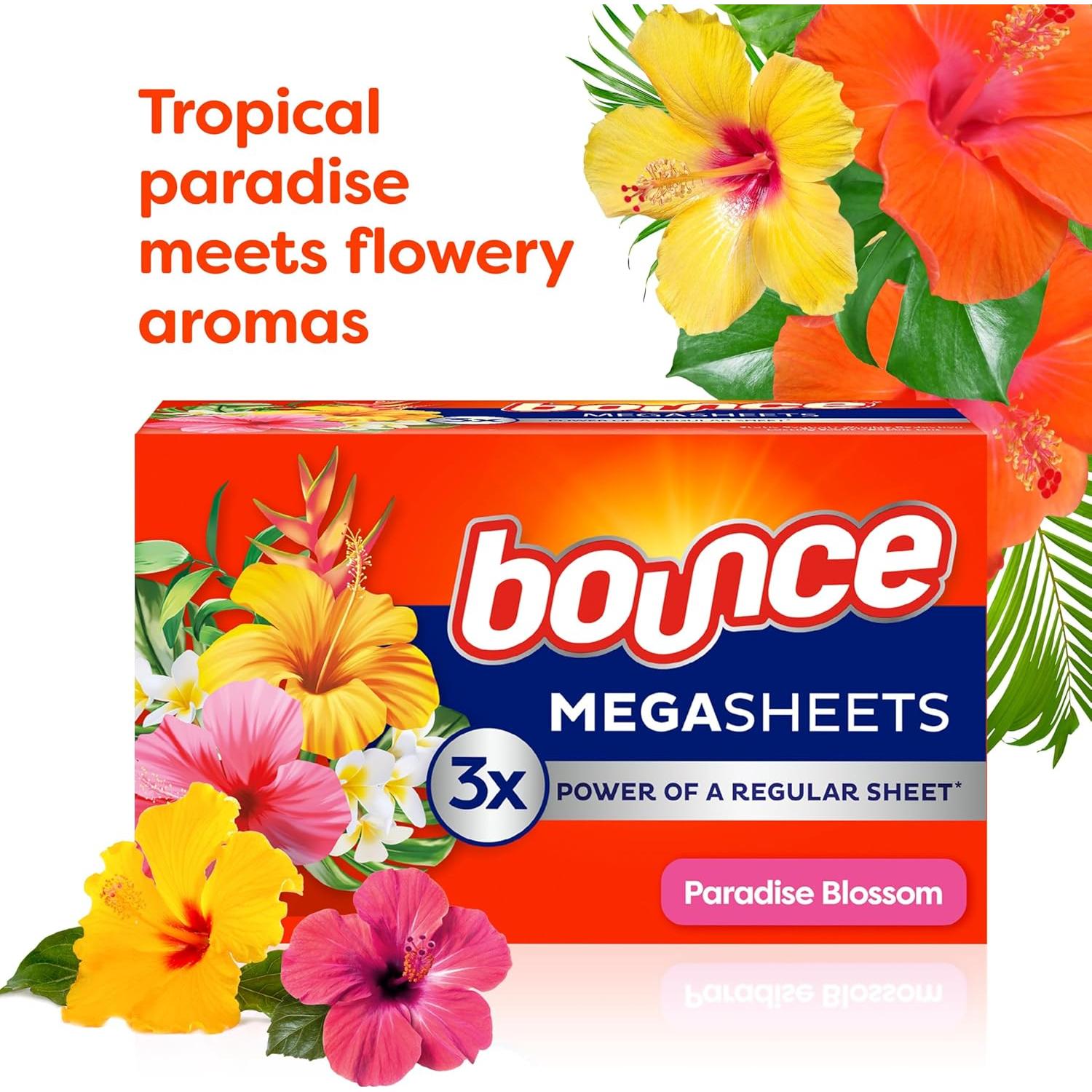 Hojas para Secadora Bounce Mega Flor de Paraíso 180 Unidades
