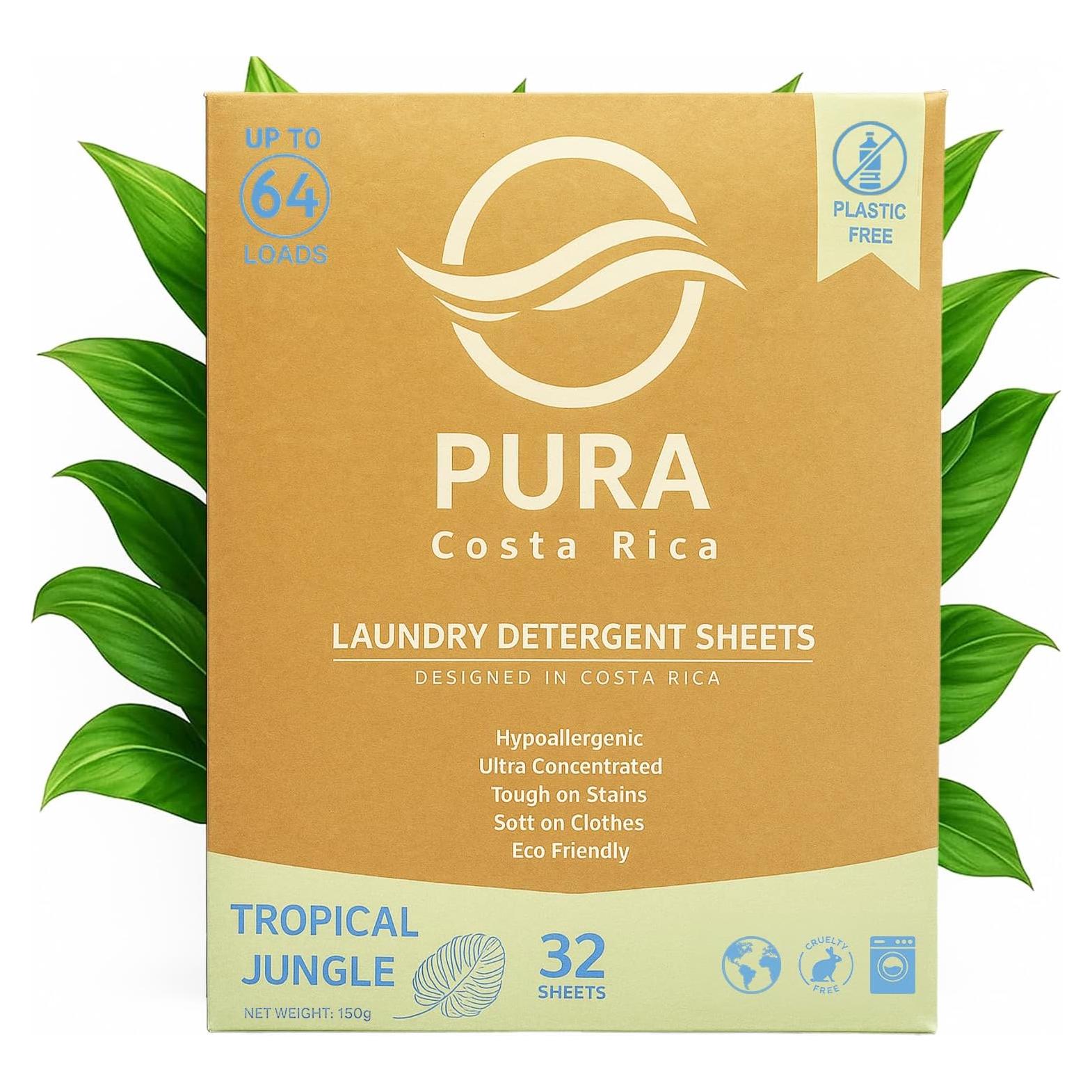 Hojas de detergente hipoalergénicas PURA Selva Tropical - 64 cargas