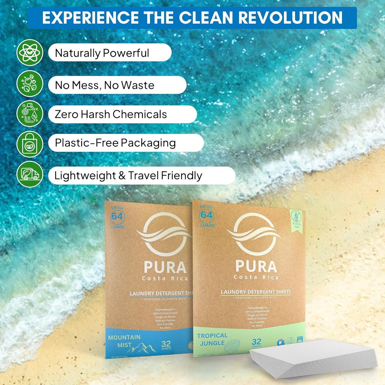 Hojas de detergente hipoalergénicas PURA Selva Tropical - 64 cargas
