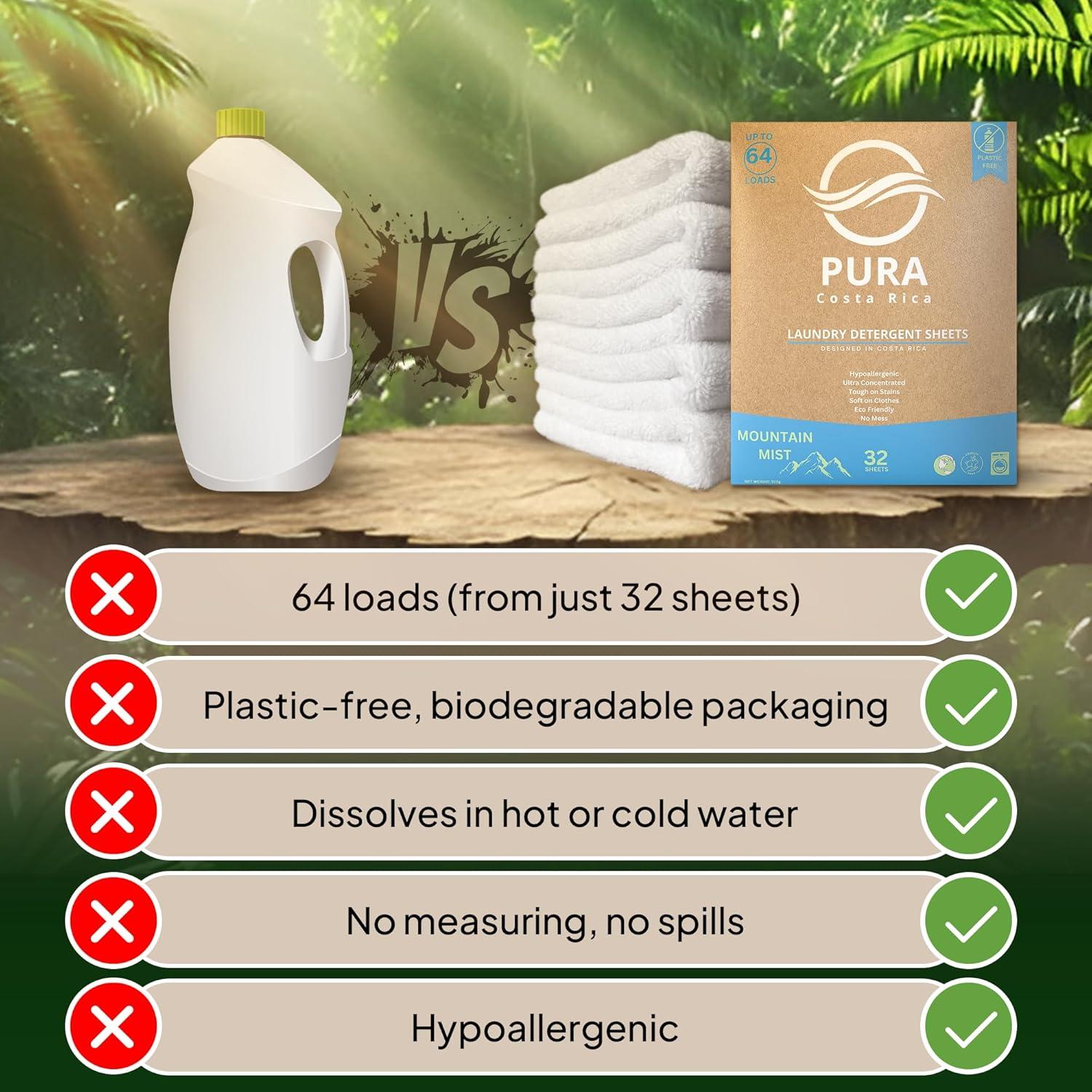 Hojas de detergente hipoalergénicas PURA Selva Tropical - 64 cargas
