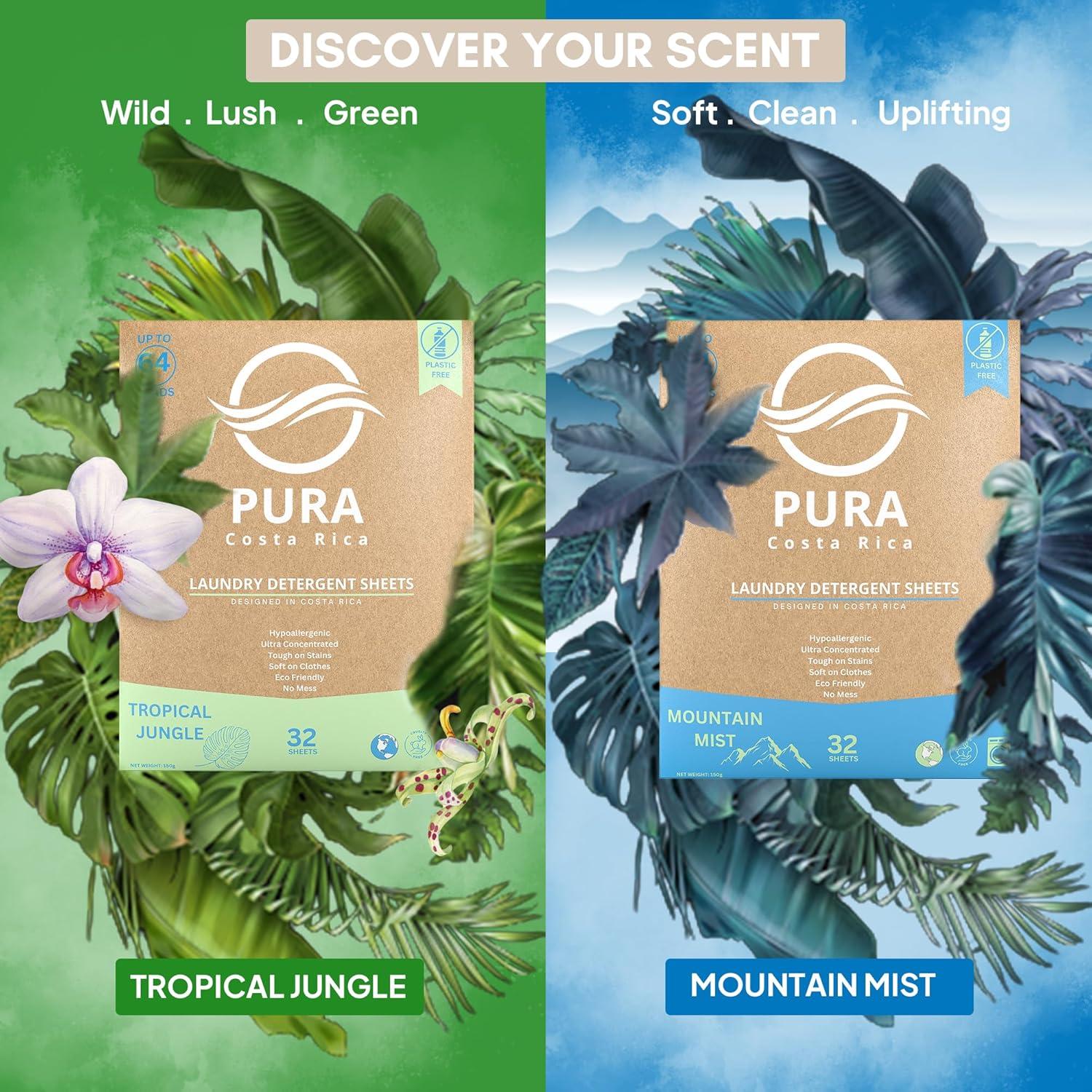 Hojas de detergente hipoalergénicas PURA Selva Tropical - 64 cargas