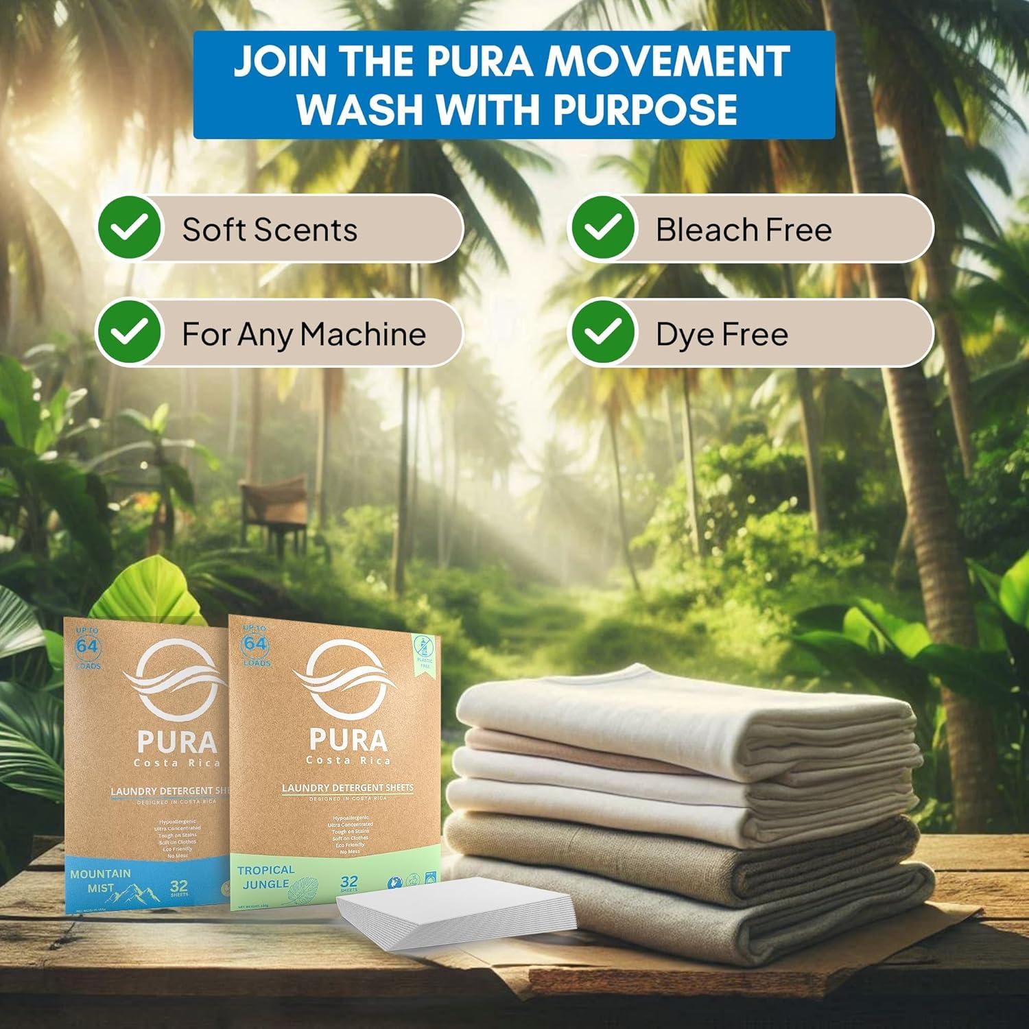 Hojas de detergente hipoalergénicas PURA Selva Tropical - 64 cargas